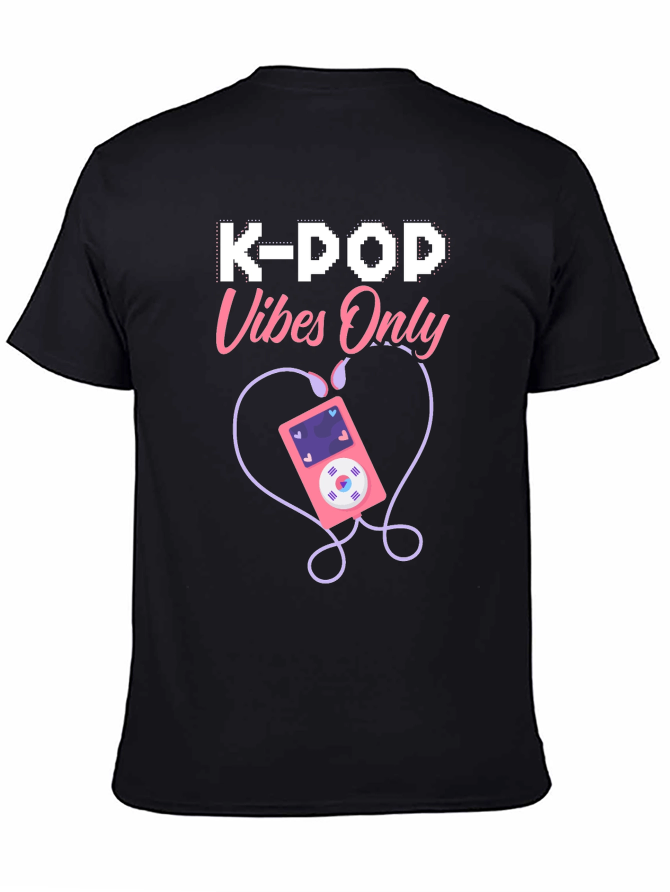 Black K-Pop Vibes Only Graphic T-Shirt view 4