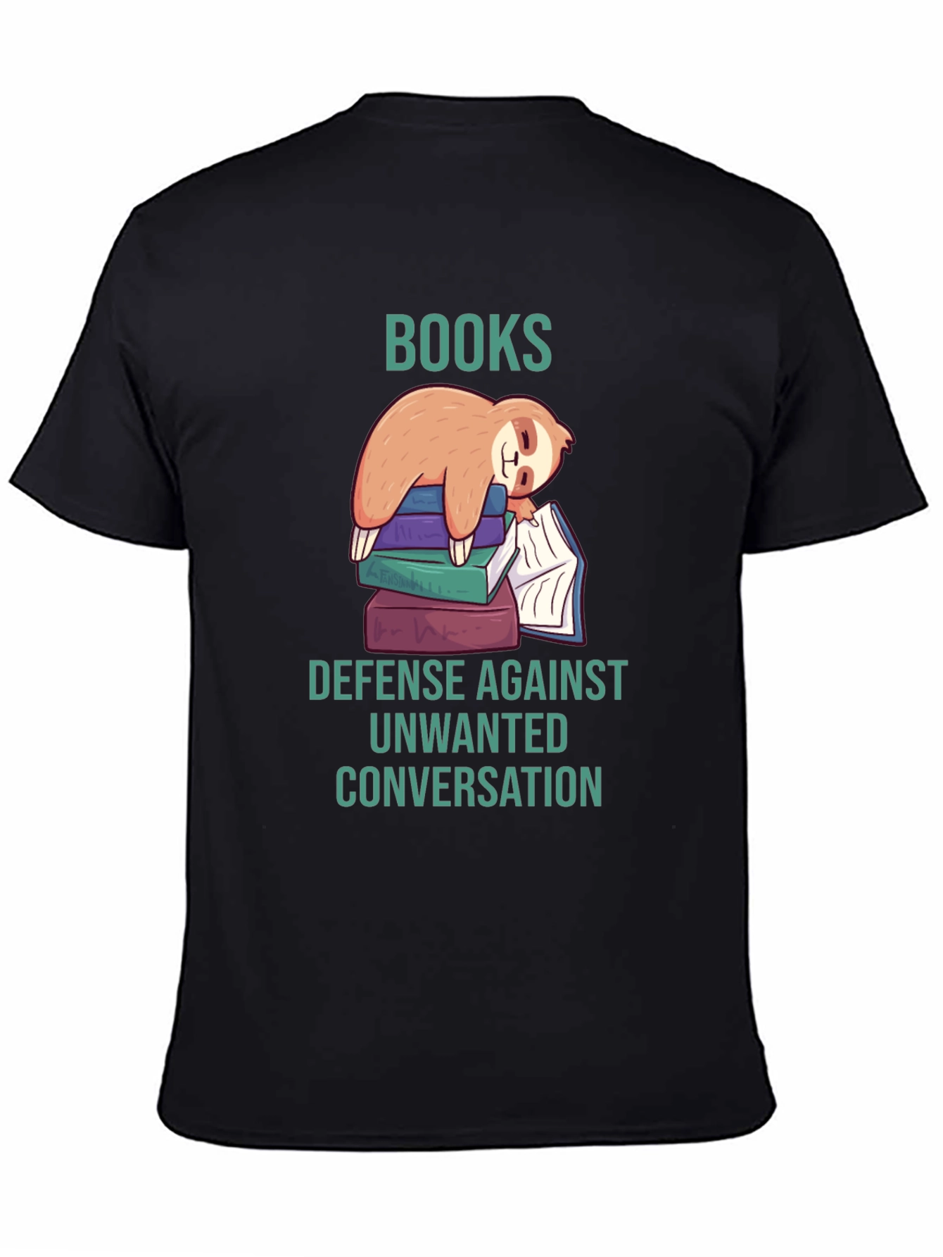 Black Books Sloth T-Shirt: Defense Against Unwanted Conversation view 4