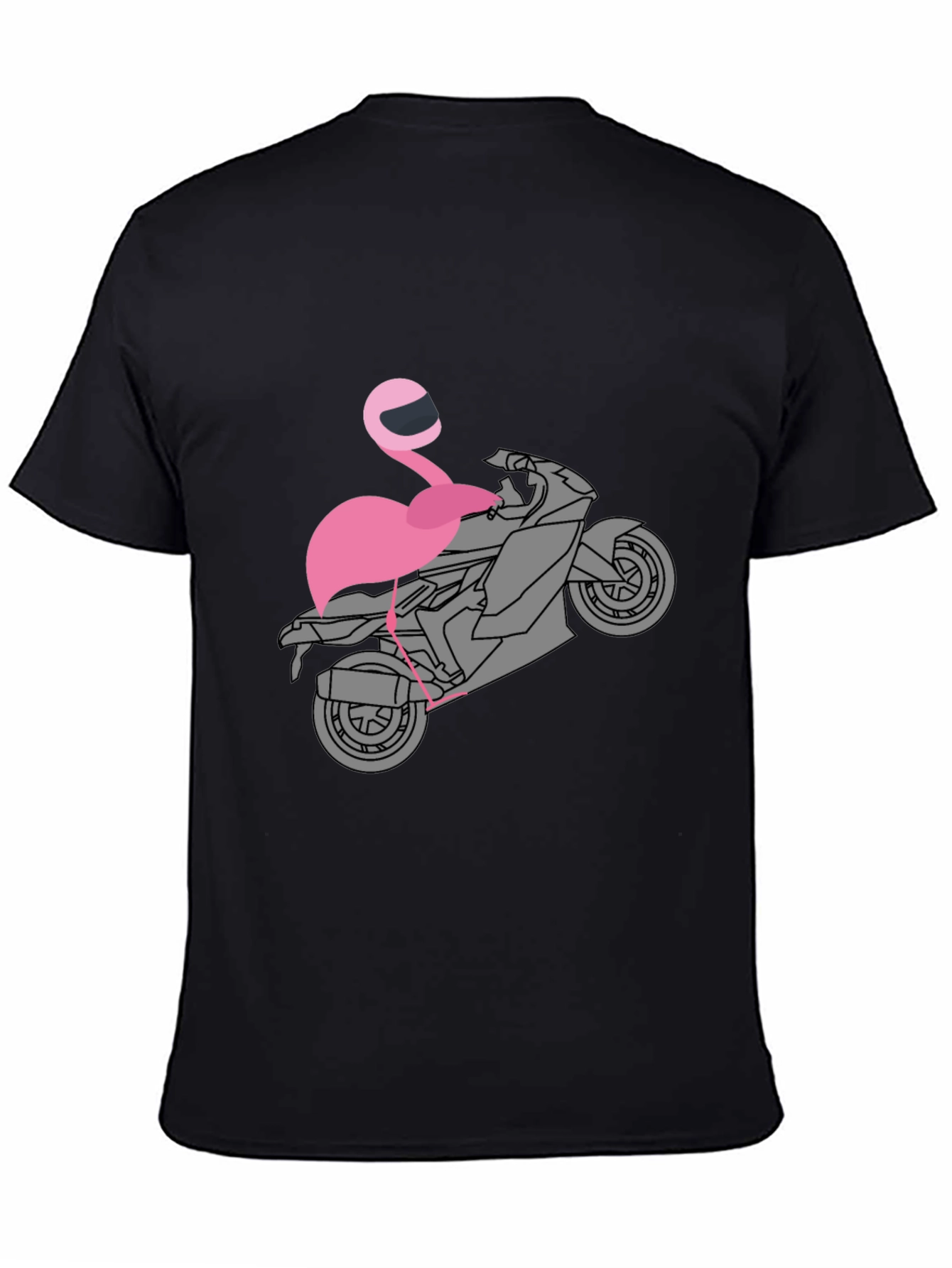 Black Flamingo Biker T-Shirt - Unique Graphic Tee view 4