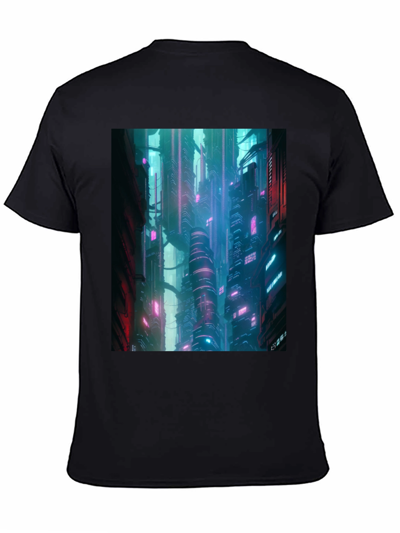 Black Cyberpunk City T-Shirt view 4