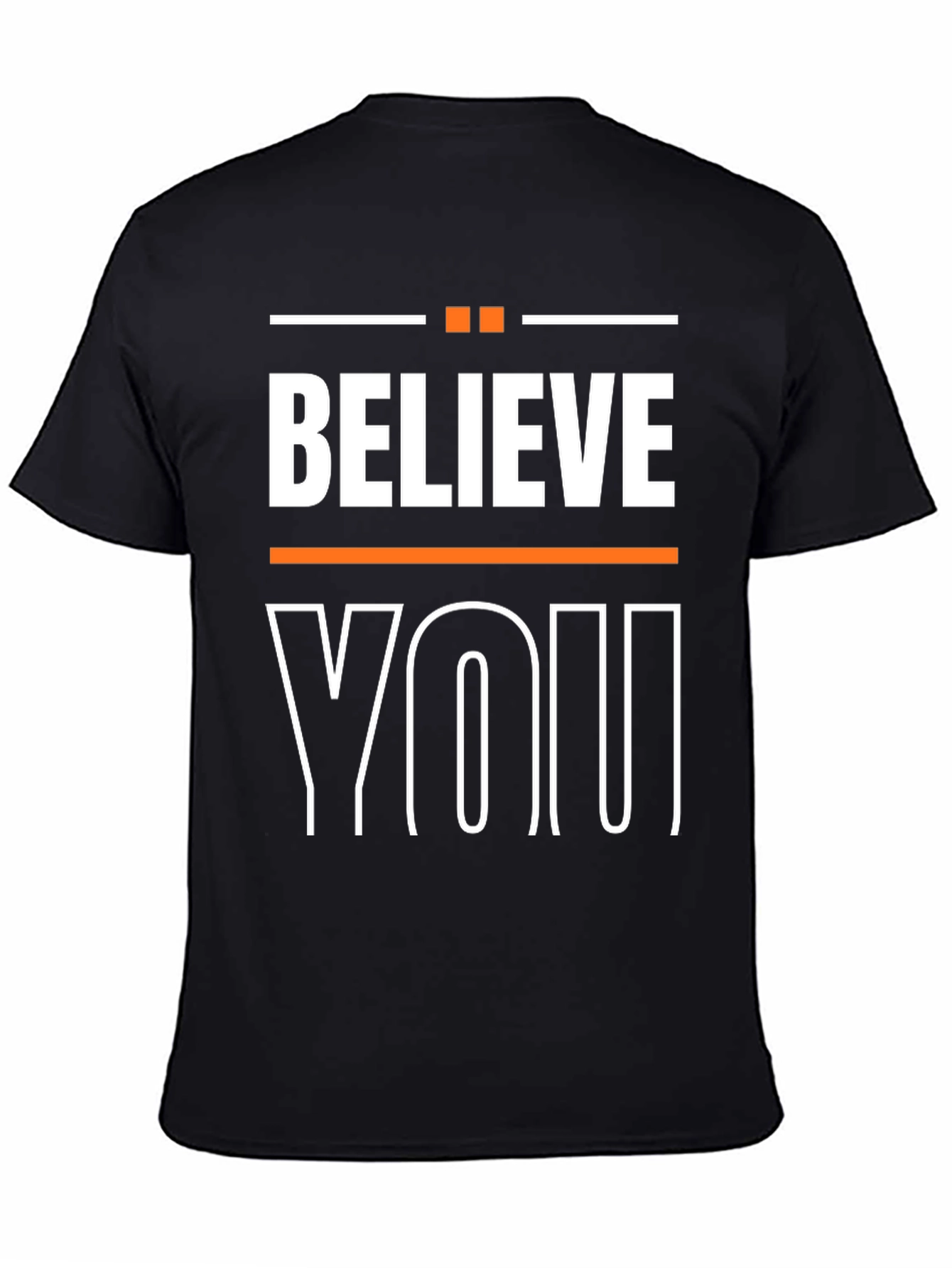 Black Believe In You Graphic Print Crew Neck T-Shirt view 4