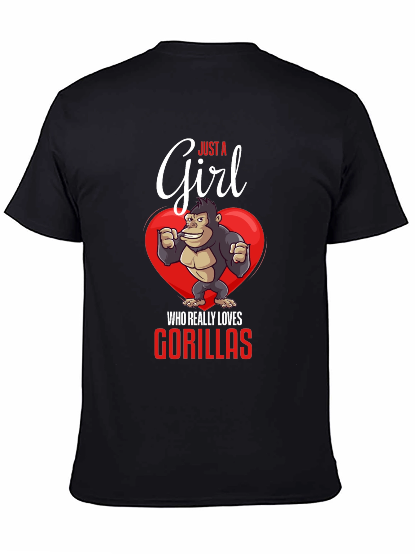 Black Just a Girl Who Loves Gorillas T-Shirt view 4