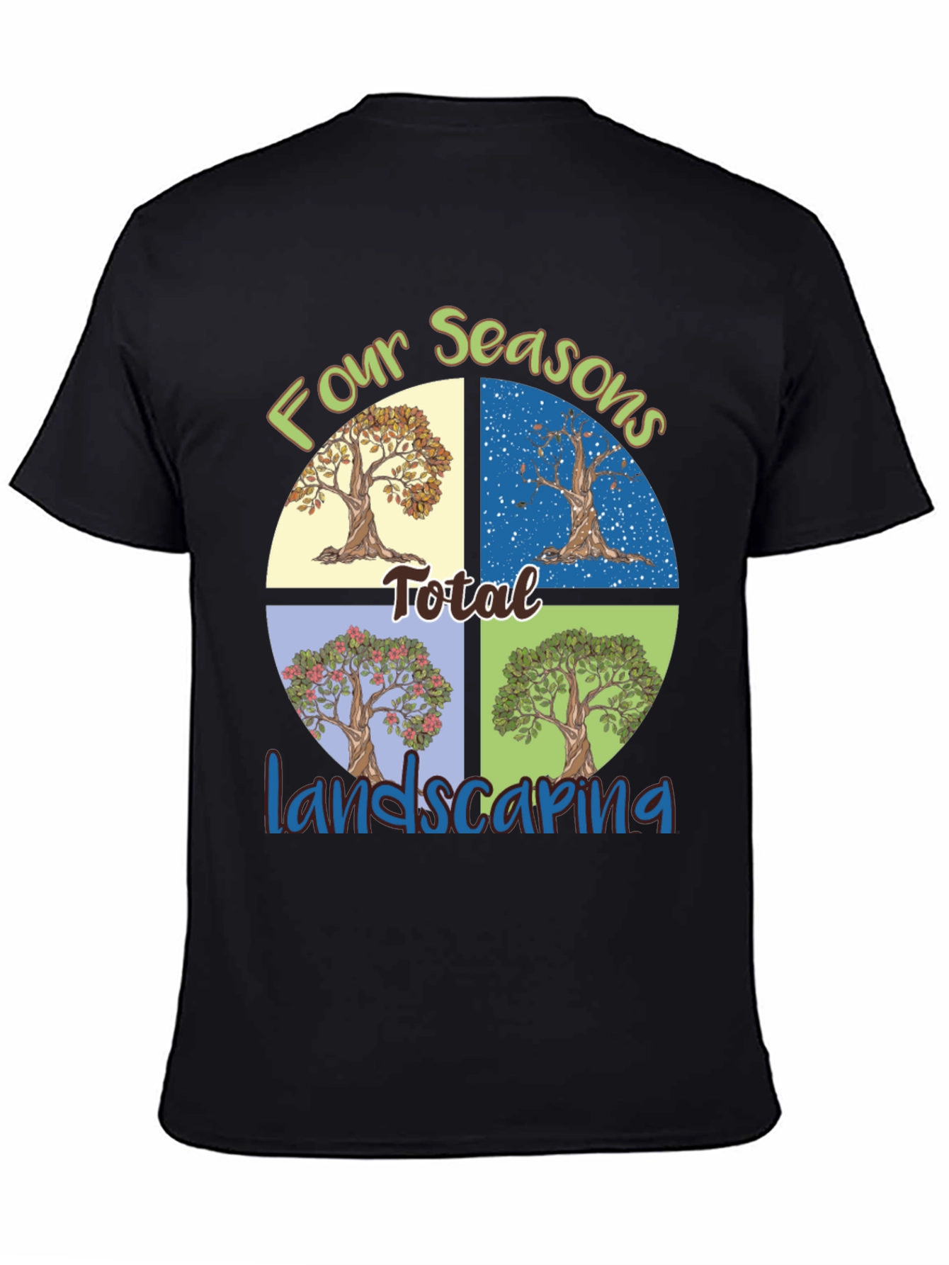 Black Four Seasons Landscaping T-Shirt view 4