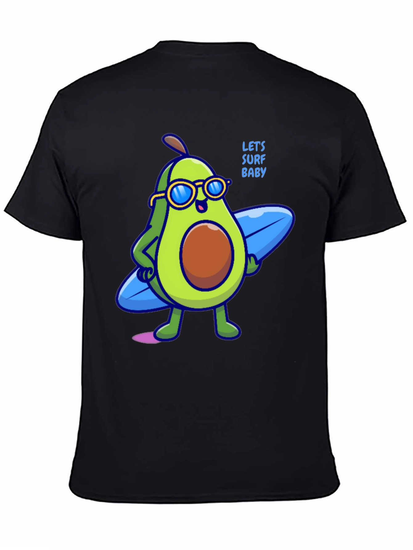 Black Avocado Surfer Graphic Tee - Let's Surf Baby! view 4