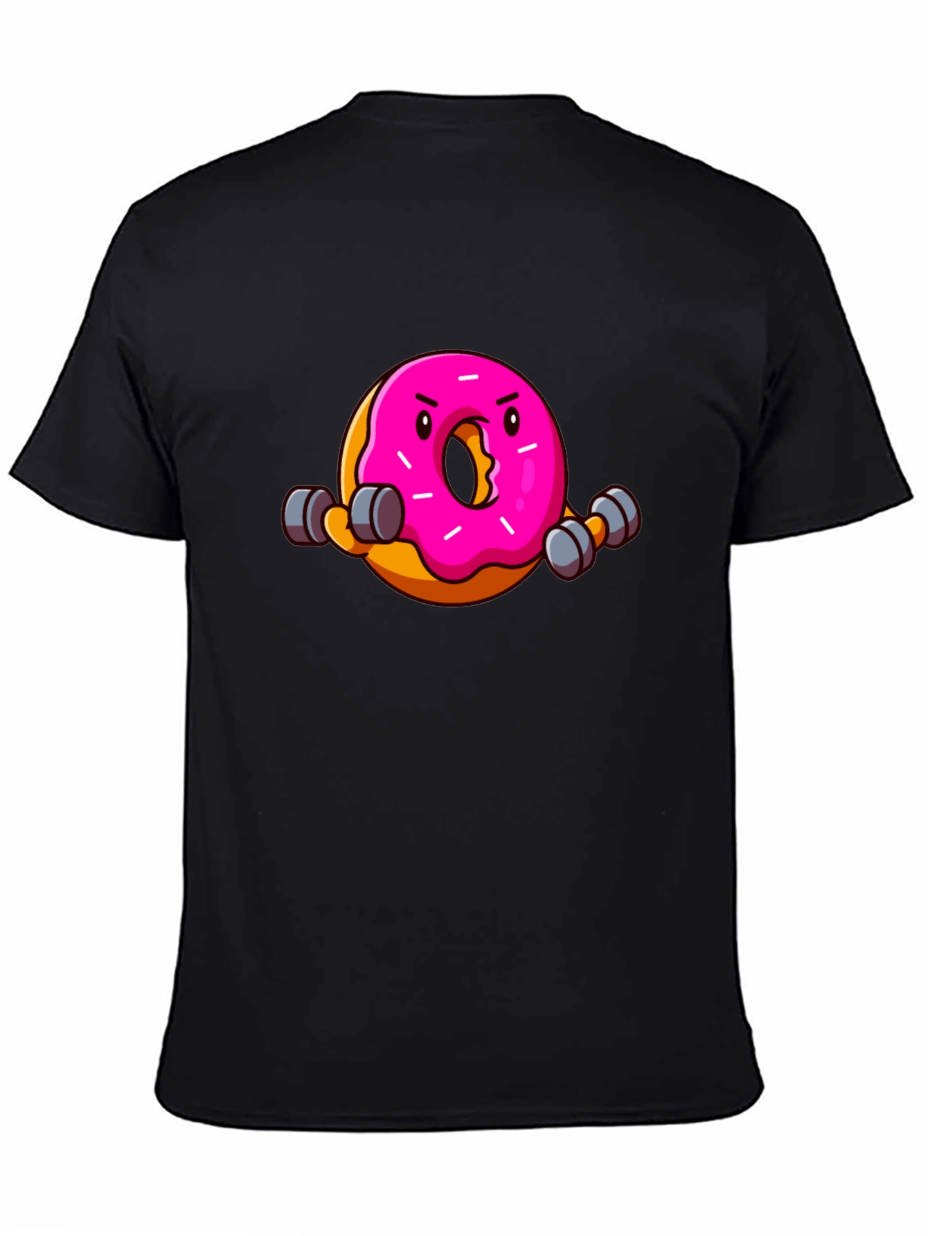 Black Funny Donut Workout Graphic T-Shirt view 4