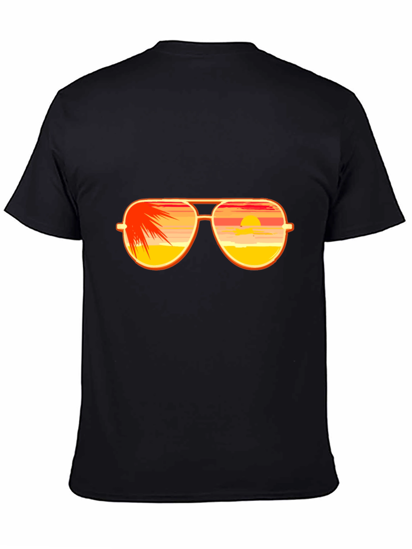 Black Sunset Sunglasses Graphic T-Shirt - Black Cotton Tee view 4