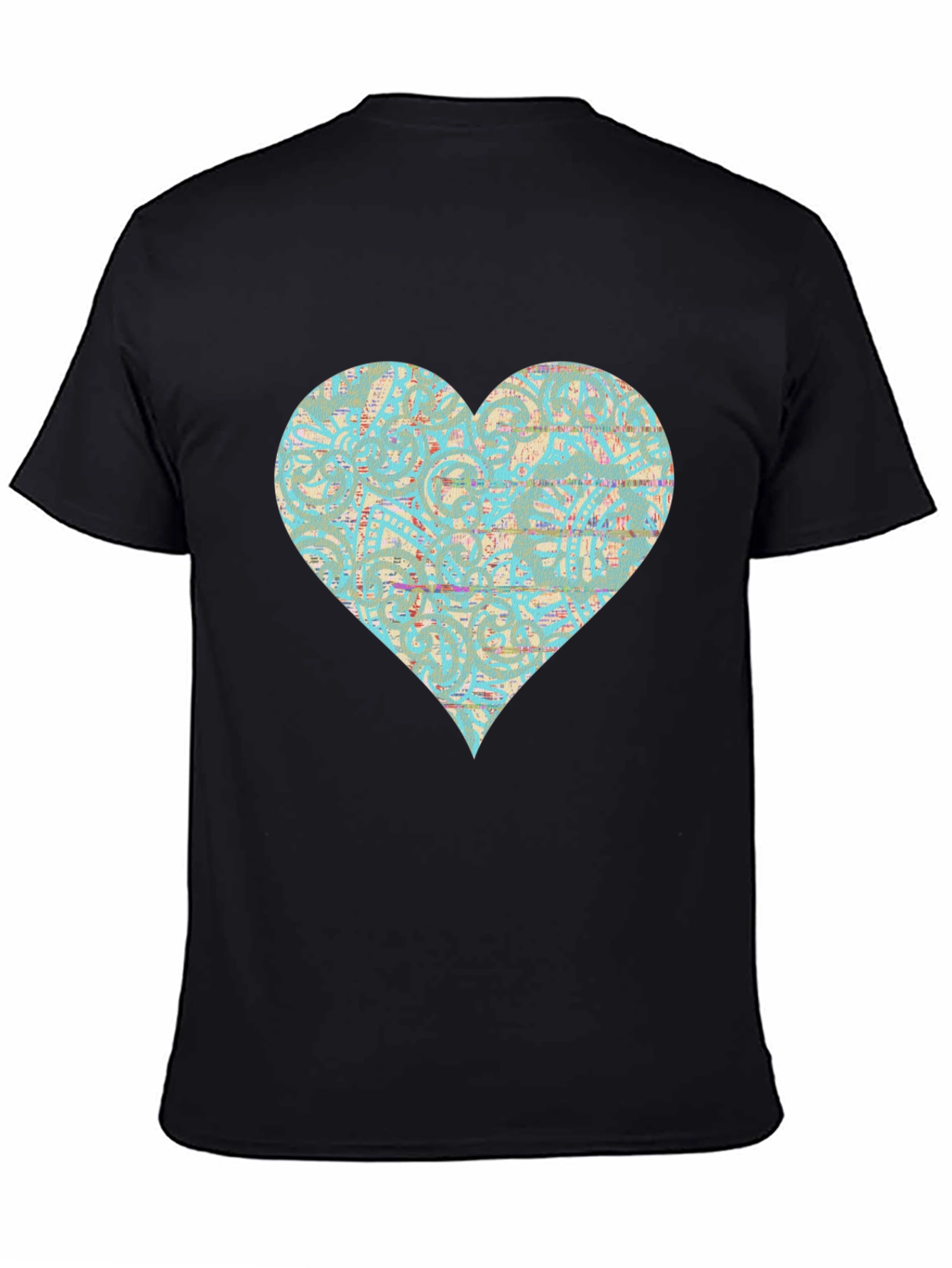 Black Patterned Heart Graphic Tee - Stylish Casual Wear view 4