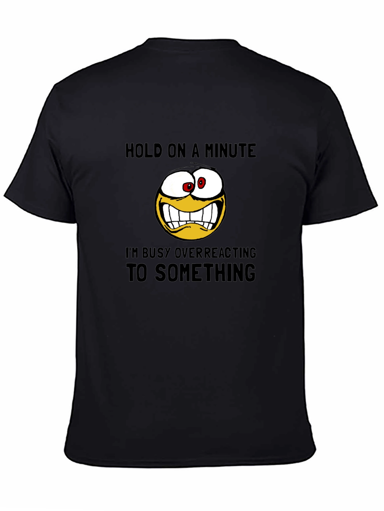 Black Funny Overreacting Emoji Graphic T-Shirt view 4