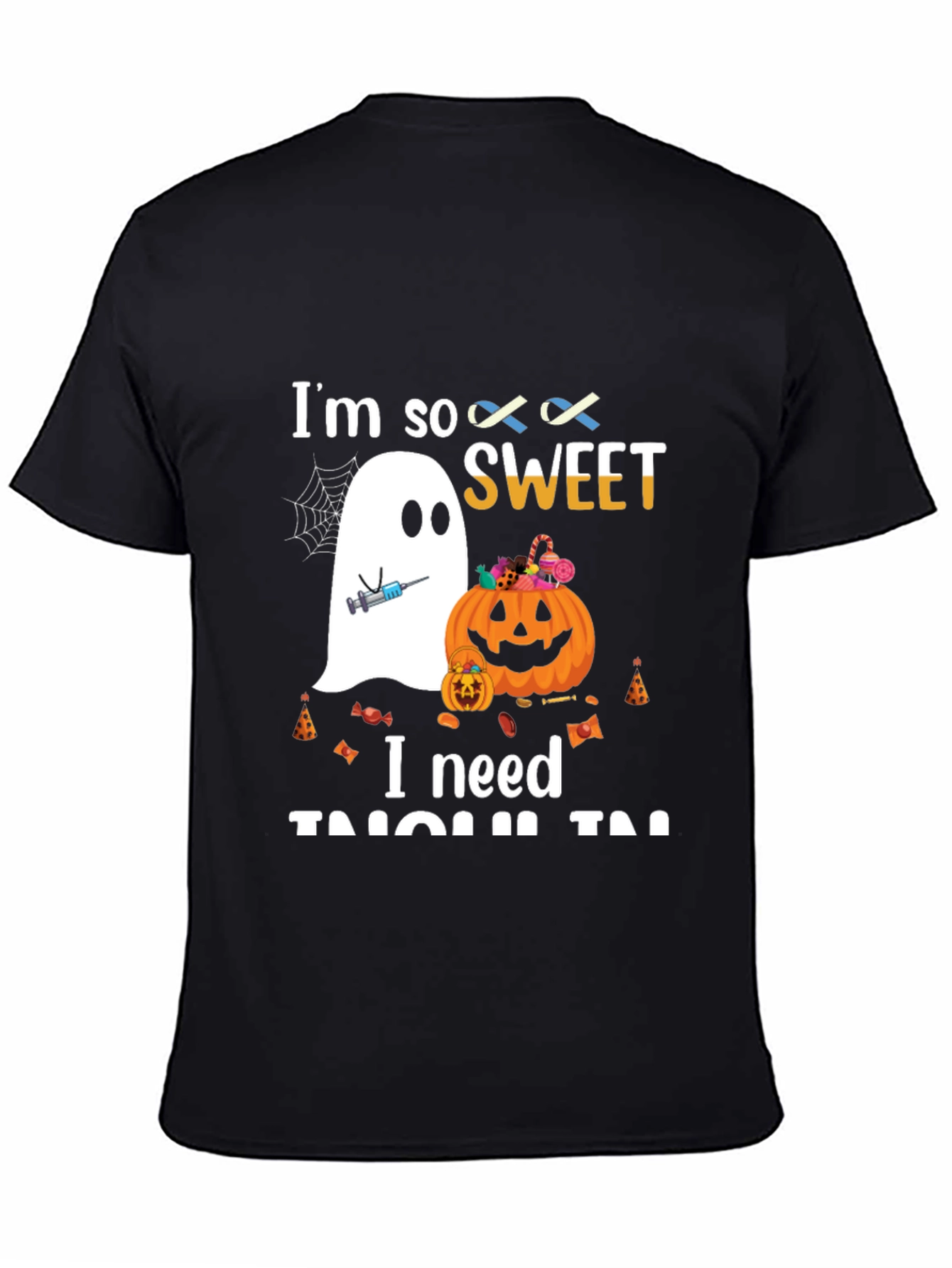 Black Halloween Diabetes Awareness T-Shirt view 4
