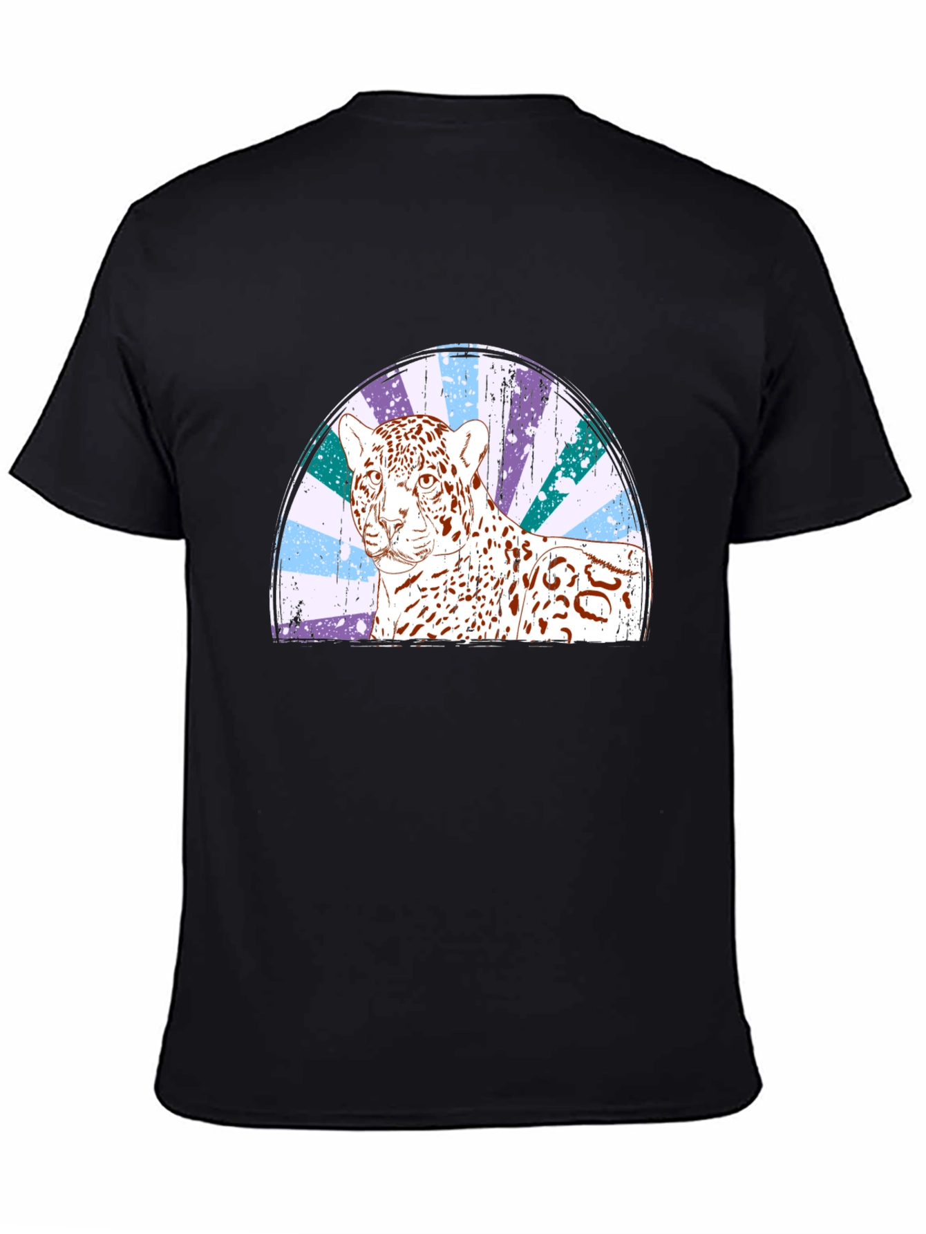 Black Vintage Leopard Graphic T-Shirt view 4