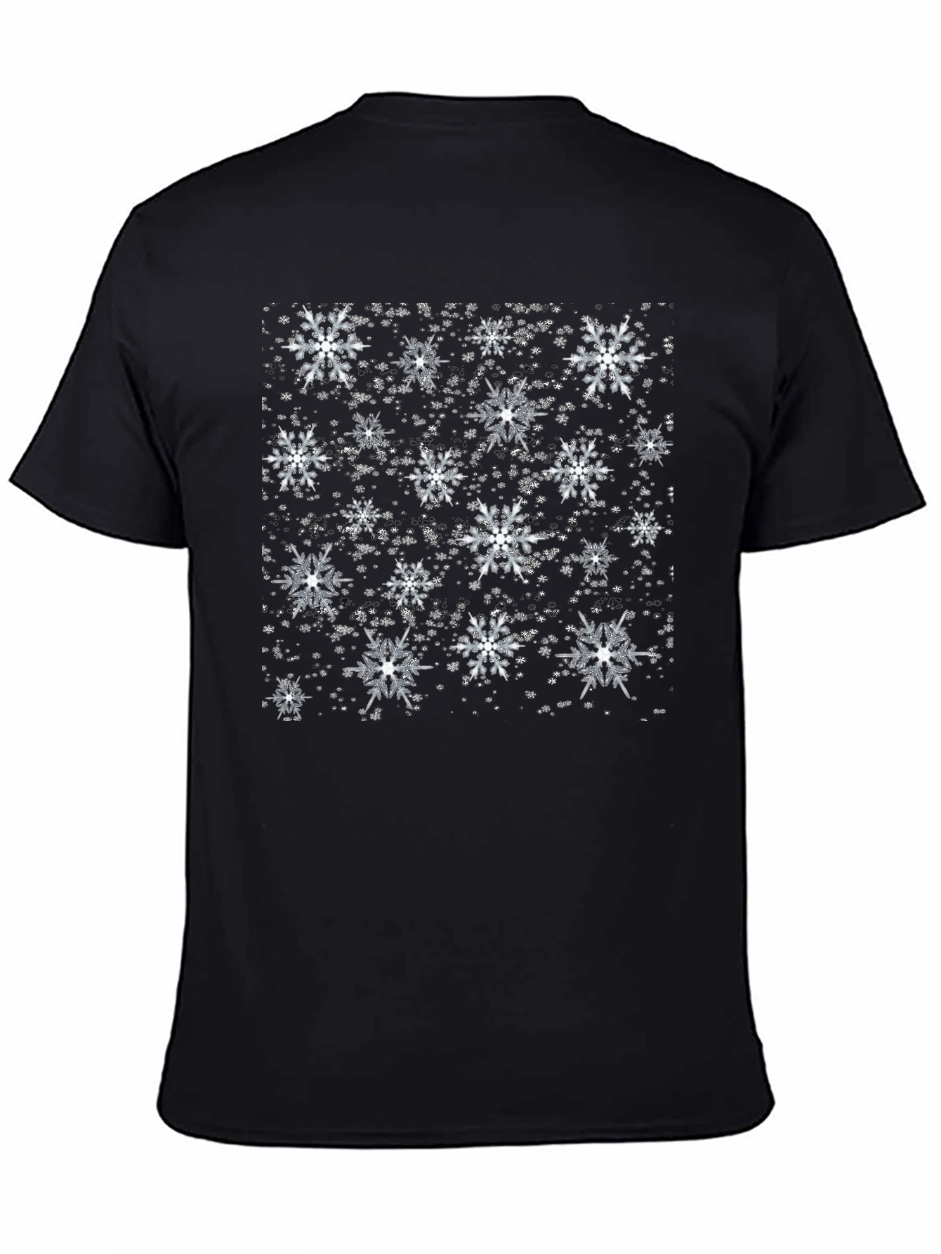 Black Snowflake Pattern Black T-Shirt view 4