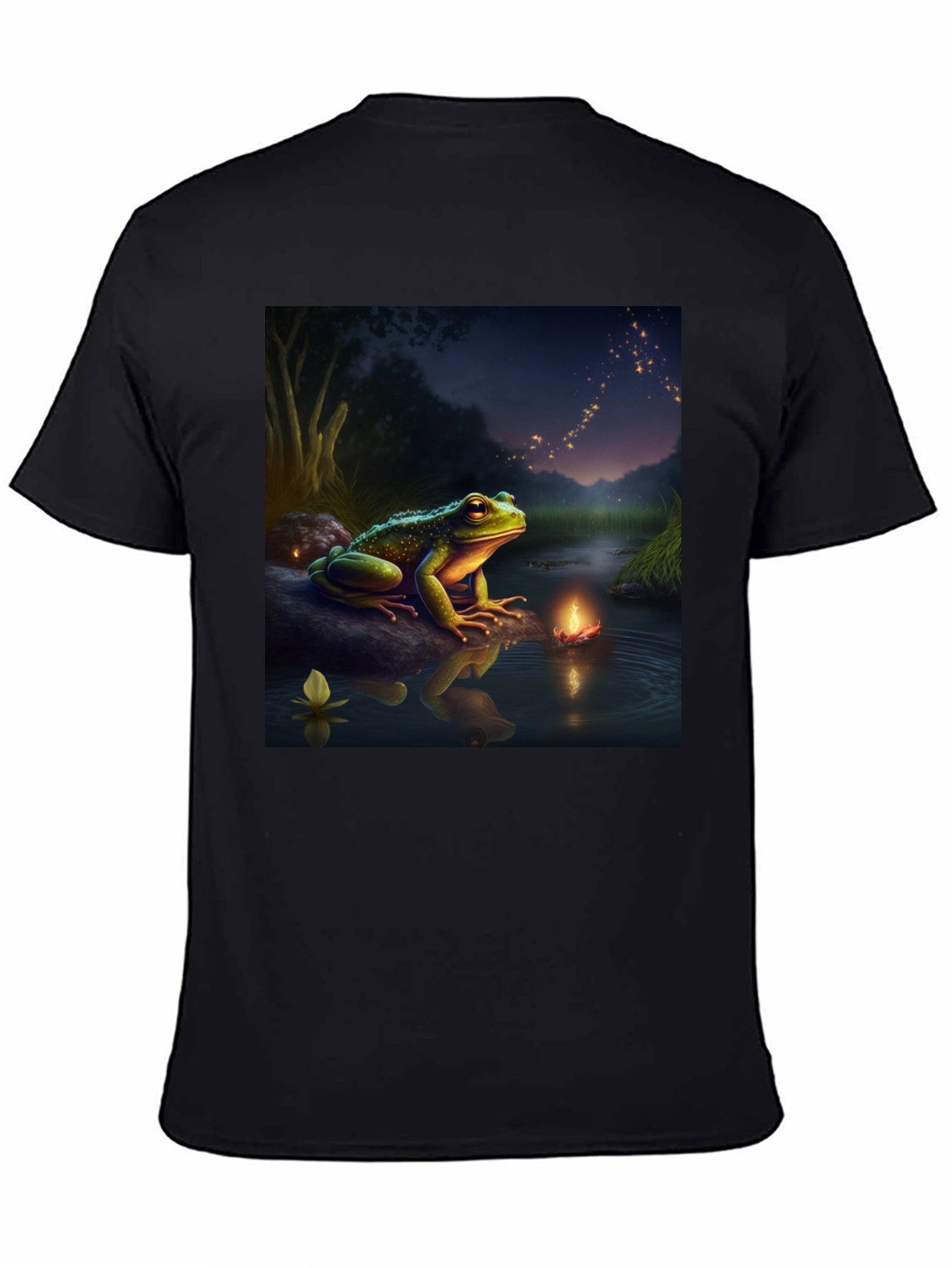 Black Frog & Firefly T-Shirt - Fantasy Design view 4
