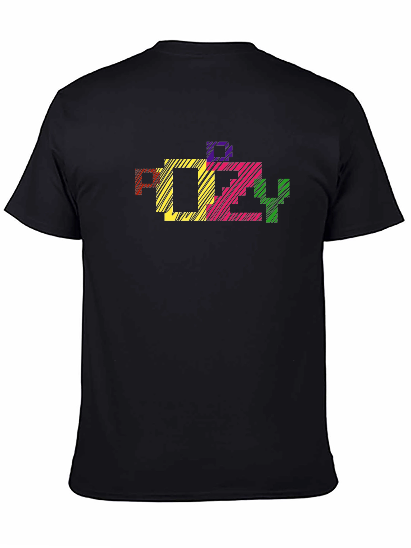 Black Retro Pixel Art Graphic Tee - Black Cotton Comfort view 4
