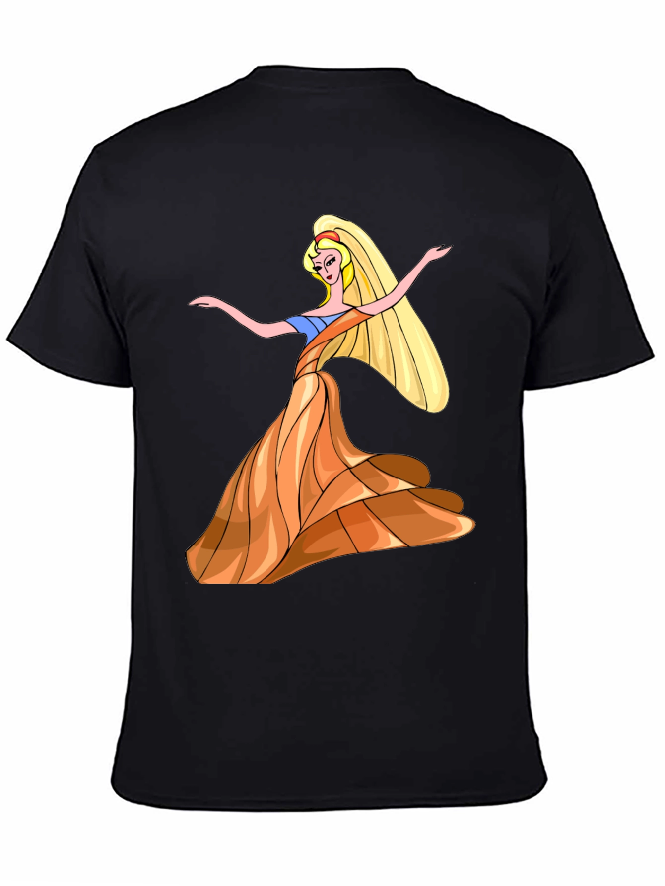Black Princess Cartoon Graphic T-Shirt view 4