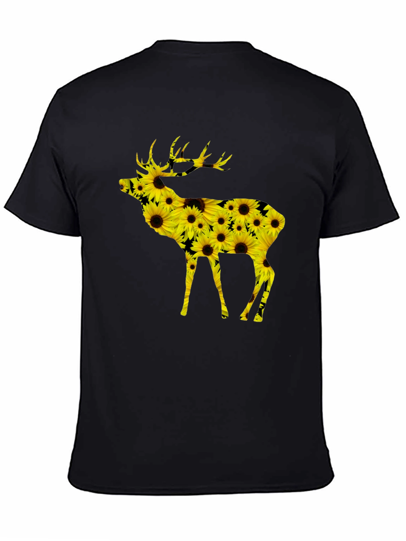 Black Sunflower Deer Graphic Tee - Black view 4