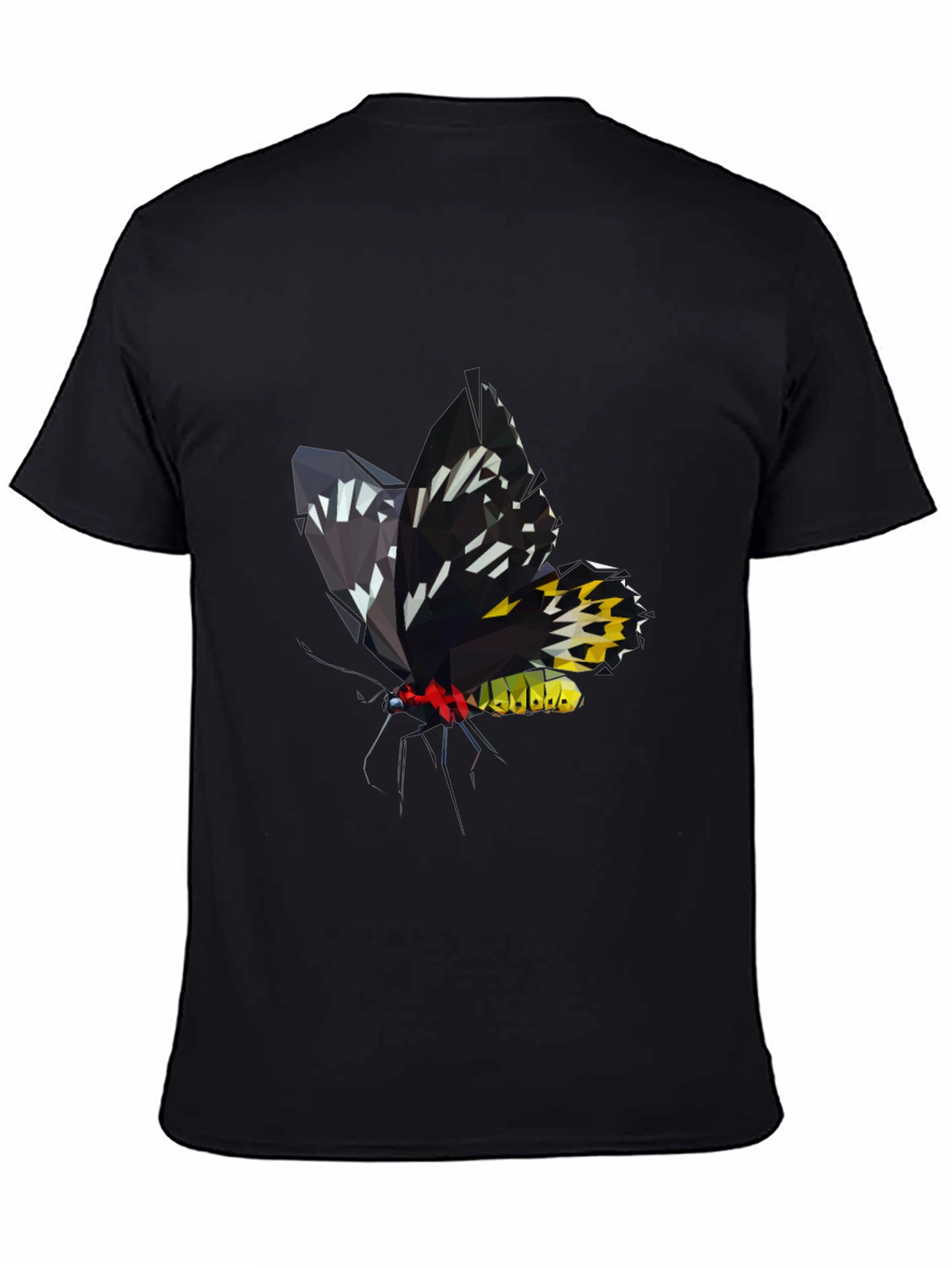 Black Geometric Butterfly Graphic Tee - Modern Black T-Shirt view 4
