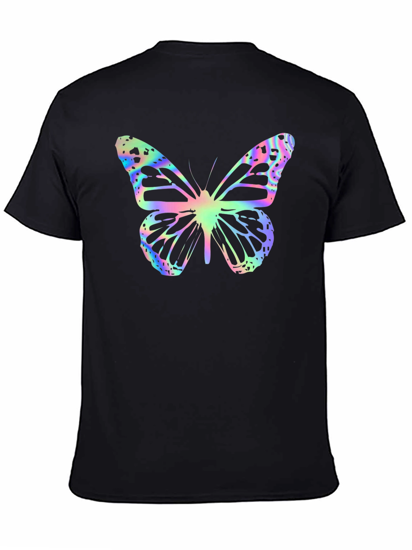 Black Butterfly Print Black T-Shirt view 4