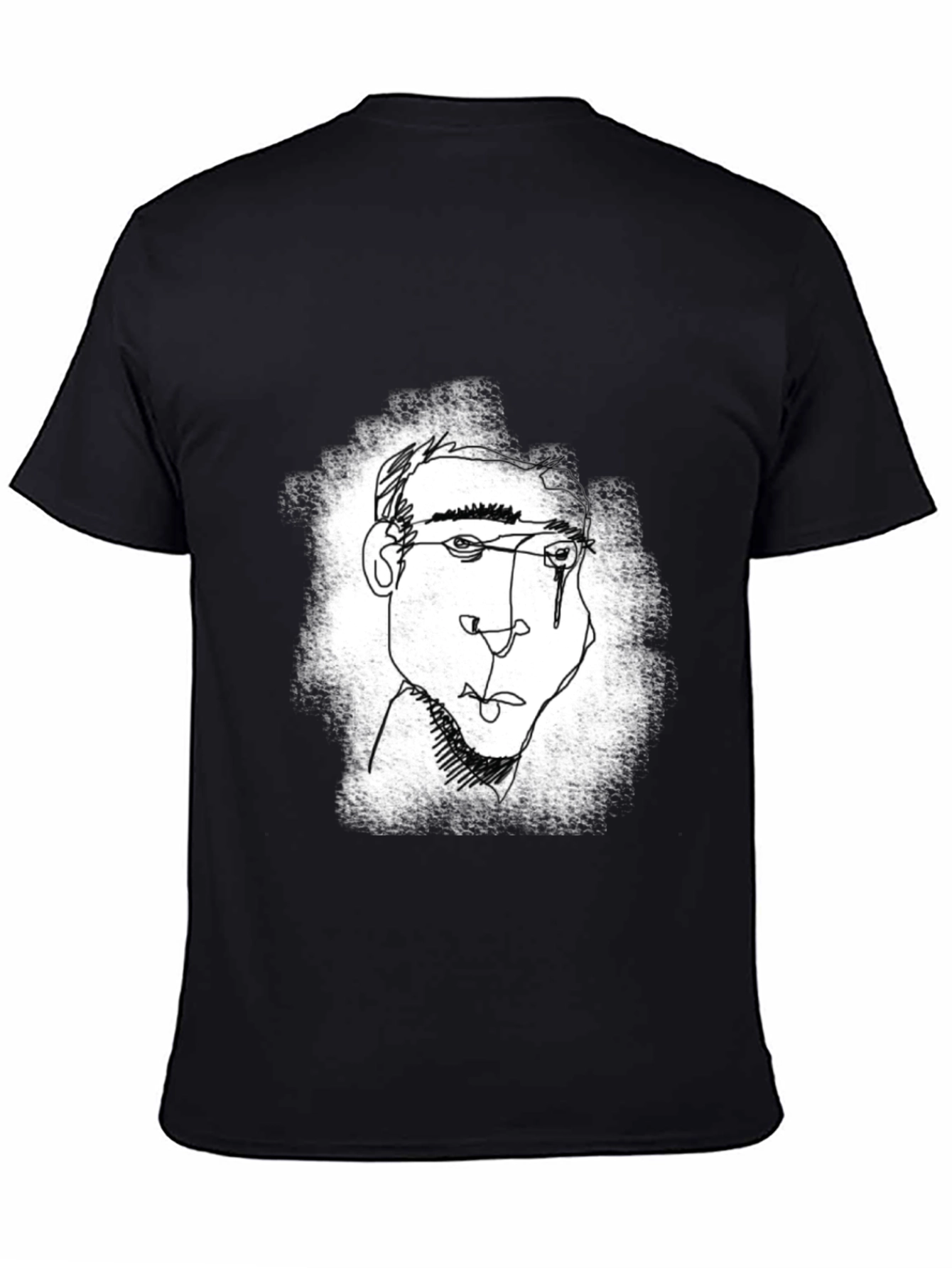 Black Abstract Line Art Graphic Tee - Black view 4