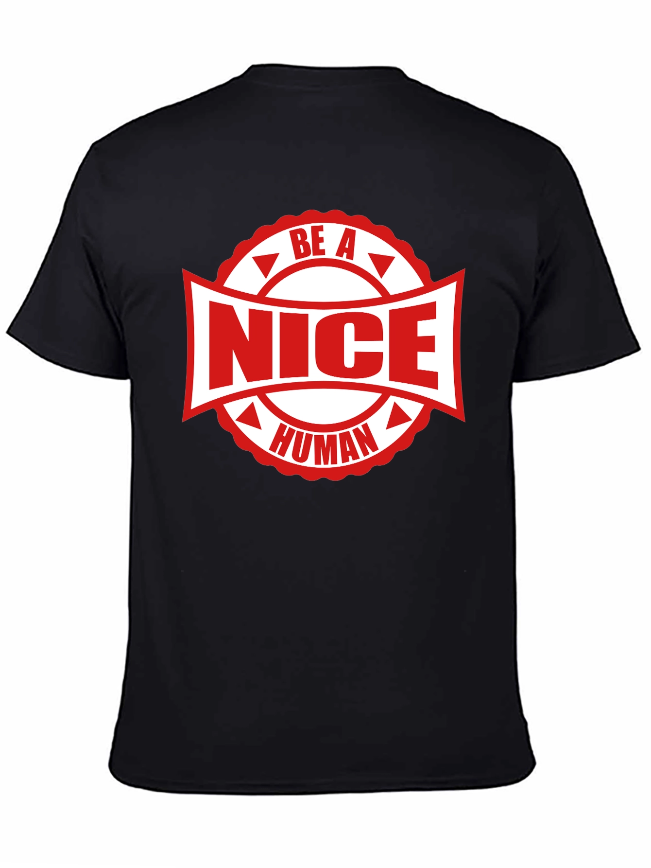 Black Be A Nice Human Graphic Tee - Black Cotton T-Shirt view 4