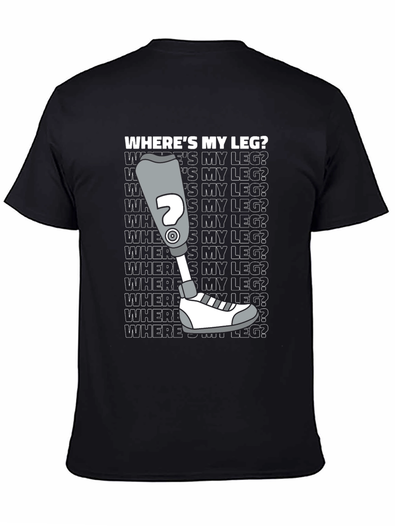 Black Where's My Leg? Novelty T-Shirt view 4