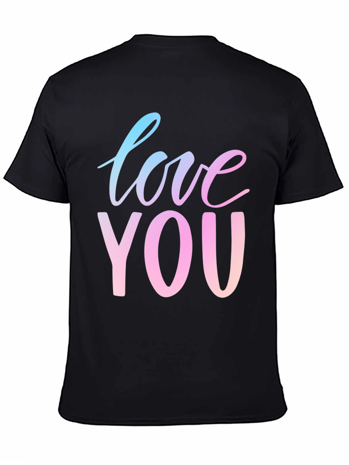 Black Love You Graphic Tee - Gradient Text, Black Shirt view 4