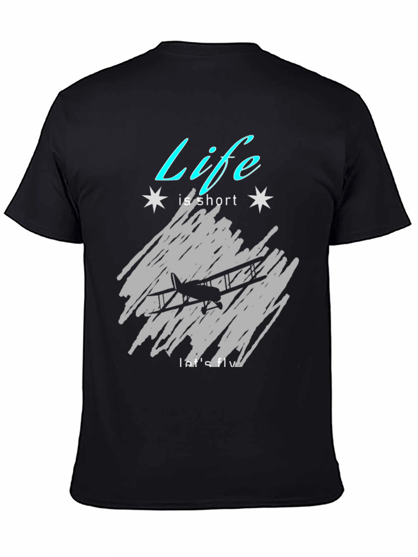 Black Life Is Short, Let's Fly Graphic Tee view 4