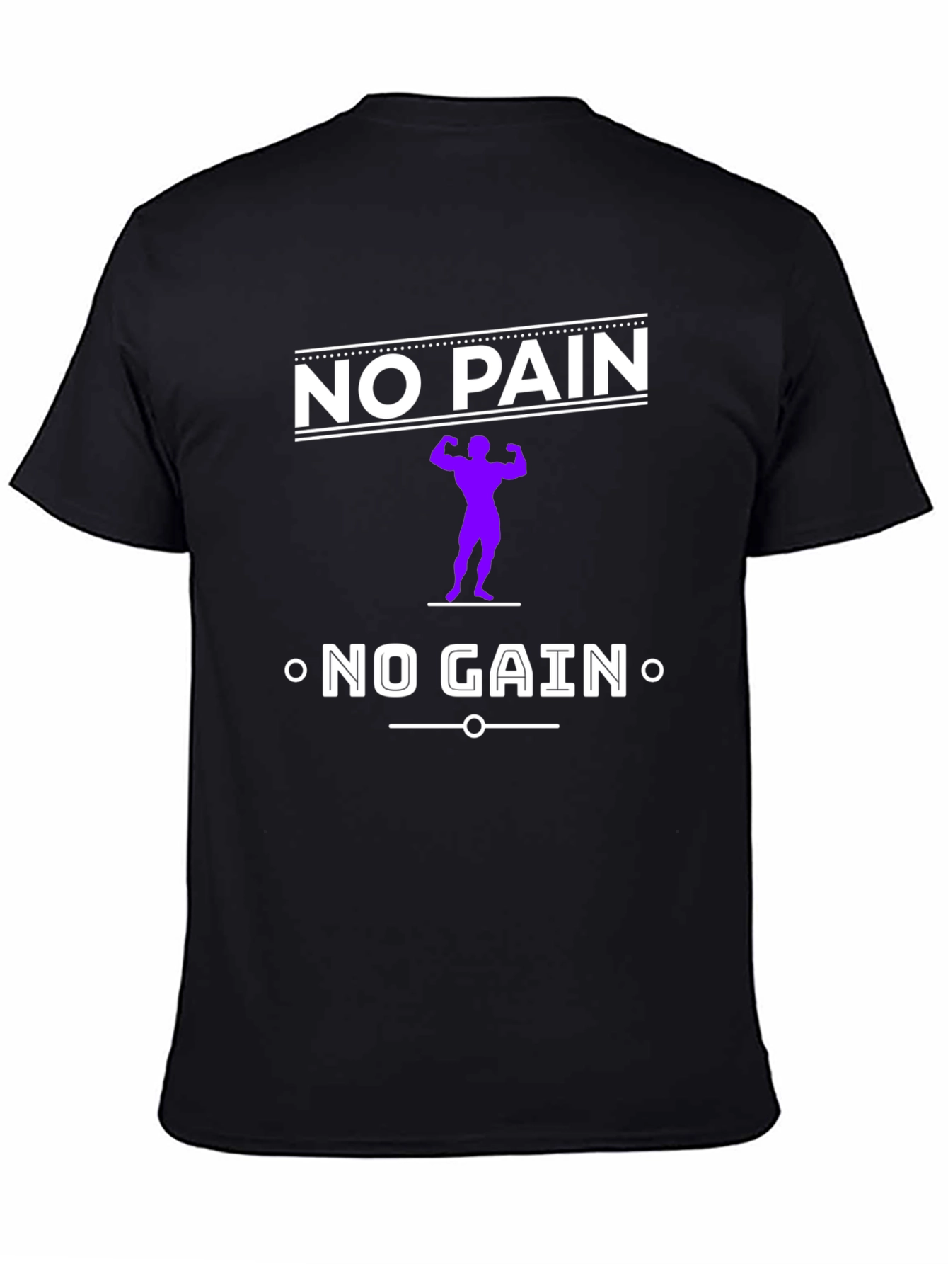 Black No Pain No Gain Black Graphic T-Shirt view 4
