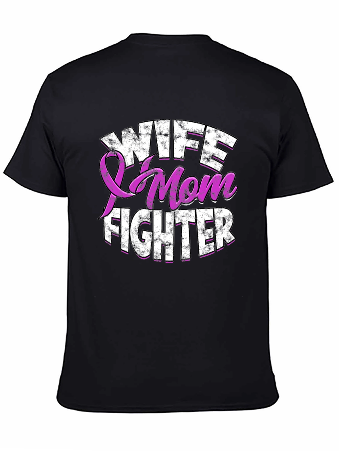 Black Wife Mom Fighter T-Shirt Breast Cancer Awareness view 4