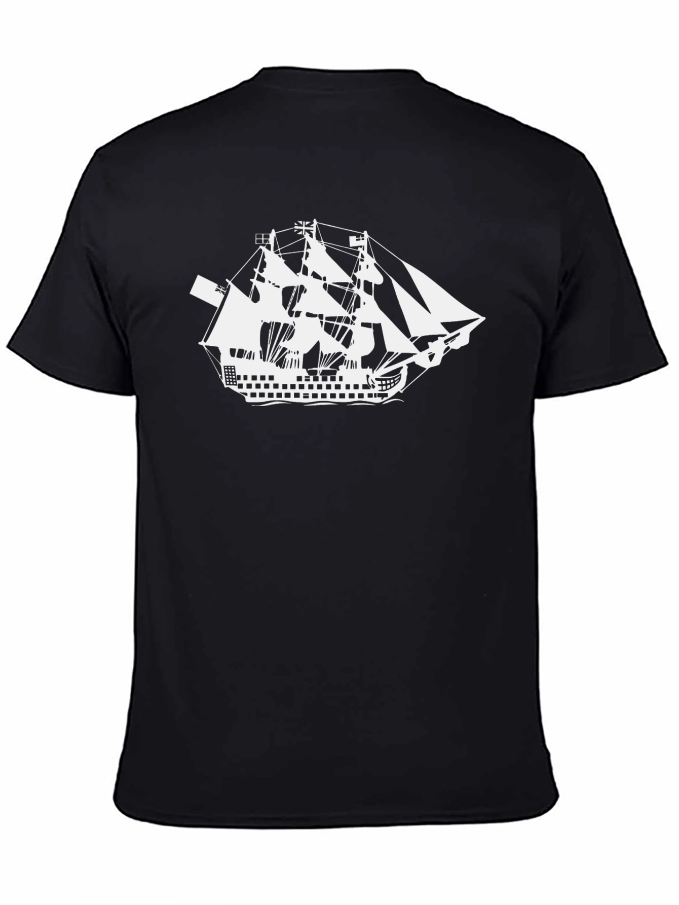 Black Sailing Ship Graphic T-Shirt - Classic Black Tee view 4