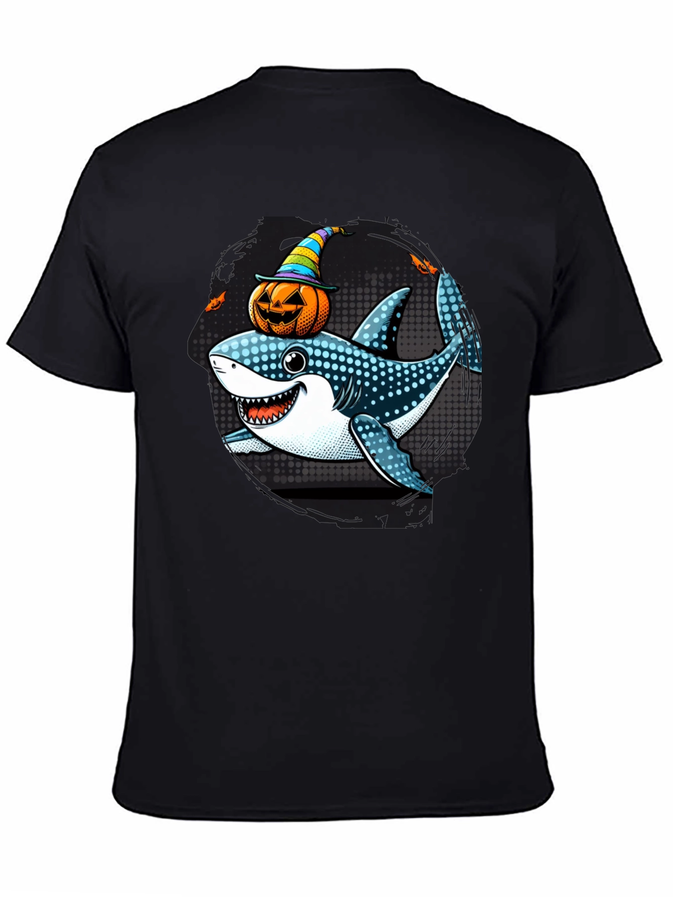 Black Halloween Shark T-Shirt view 4