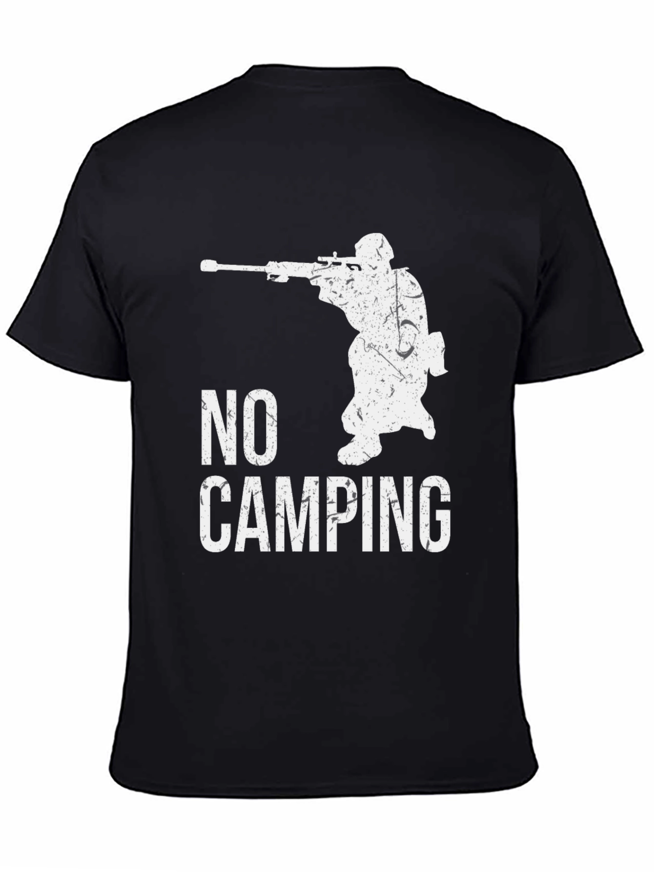 Black No Camping Sniper Graphic Tee - Black Cotton view 4