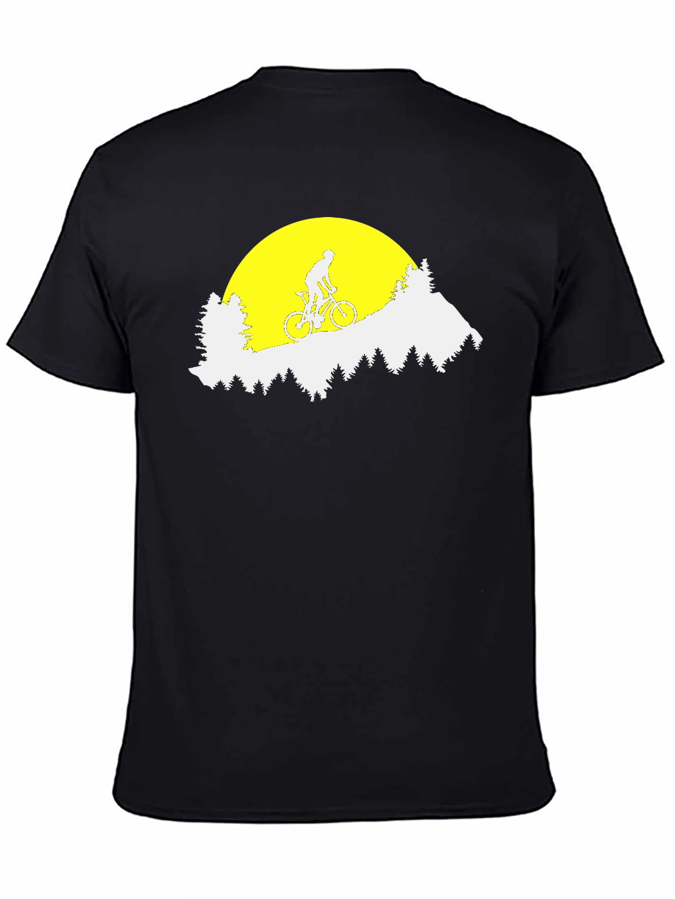 Black Mountain Biker Sunset Graphic Tee - Black Cotton T-Shirt view 4