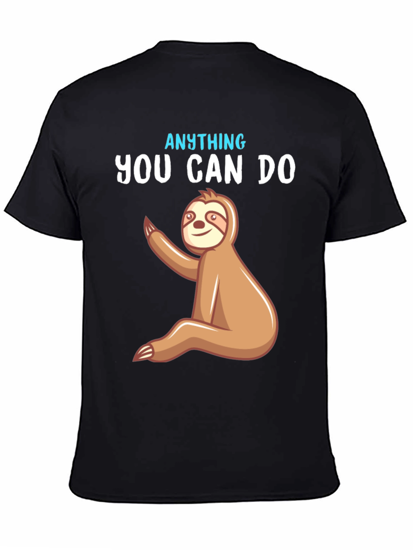 Black Funny Sloth "Anything You Can Do" Graphic T-Shirt view 4