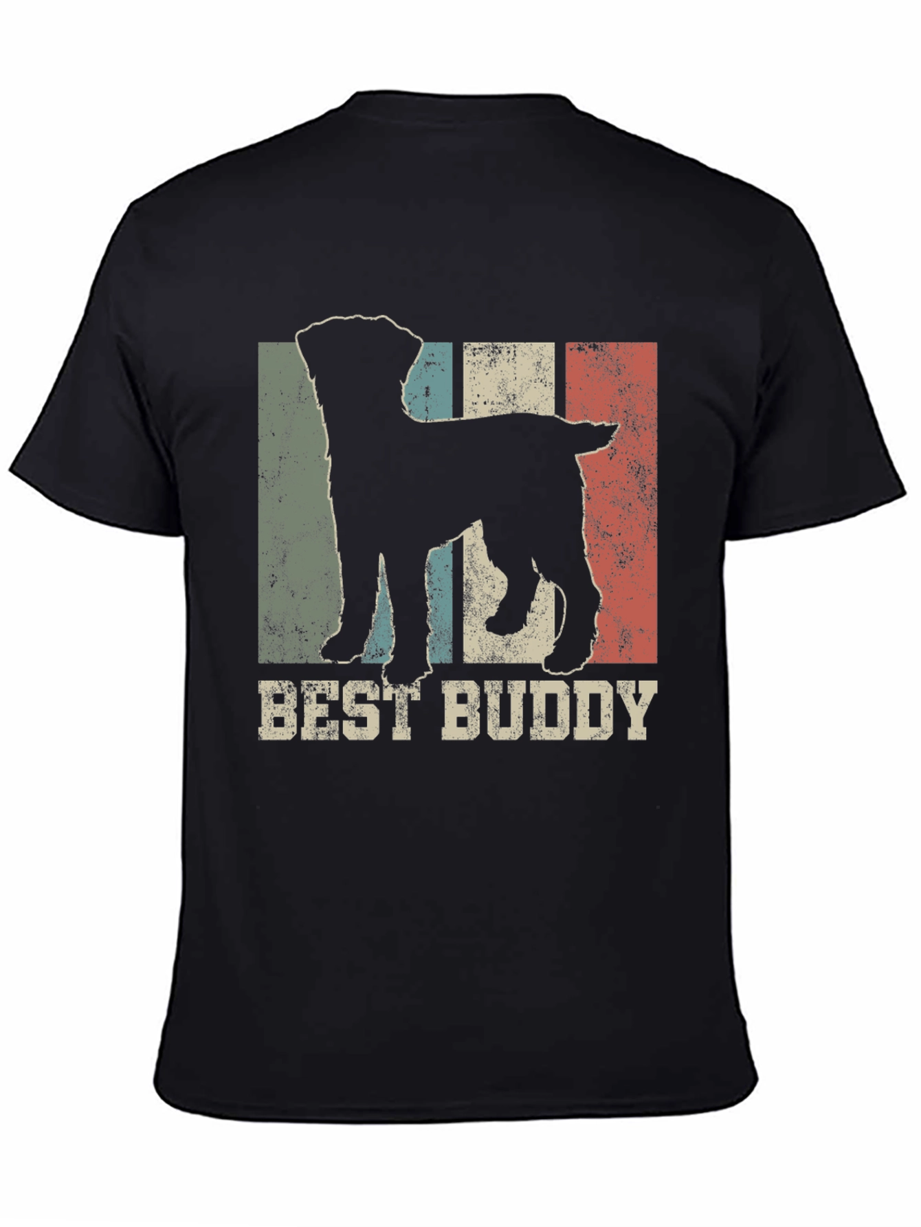 Black Best Buddy Dog Silhouette Men's T-Shirt view 4