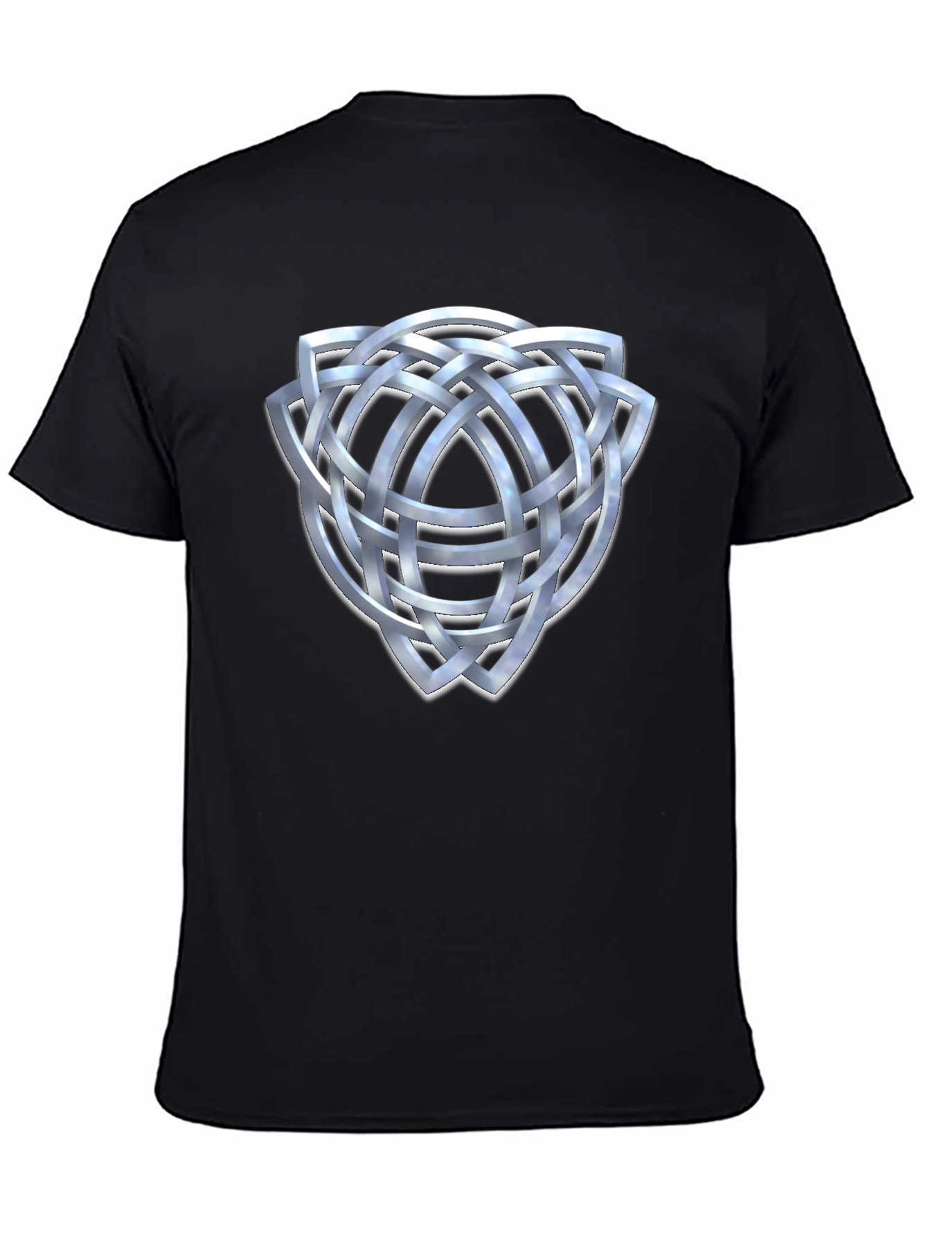 Black Celtic Knot T-Shirt - Silver Trinity Design view 4