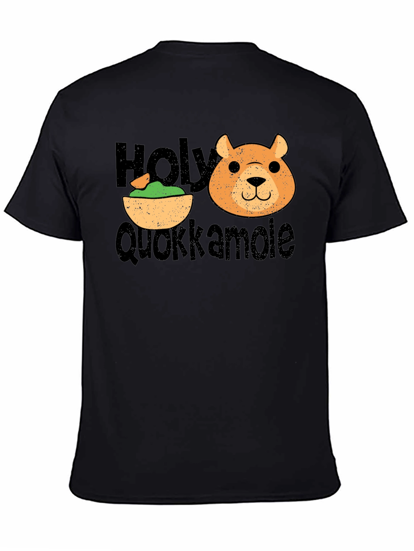 Black Holy Quokkamole Funny Graphic T-Shirt view 4