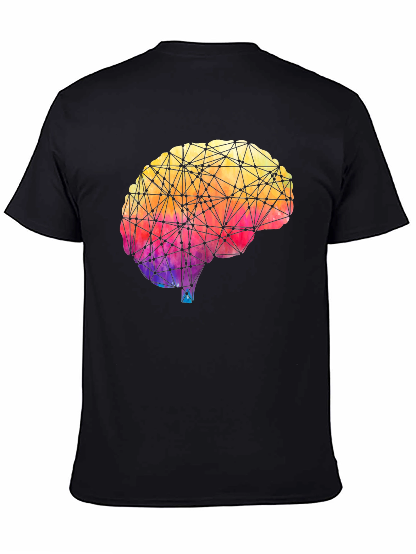 Black Geometric Brain Graphic Tee - Colorful Mind T-Shirt view 4