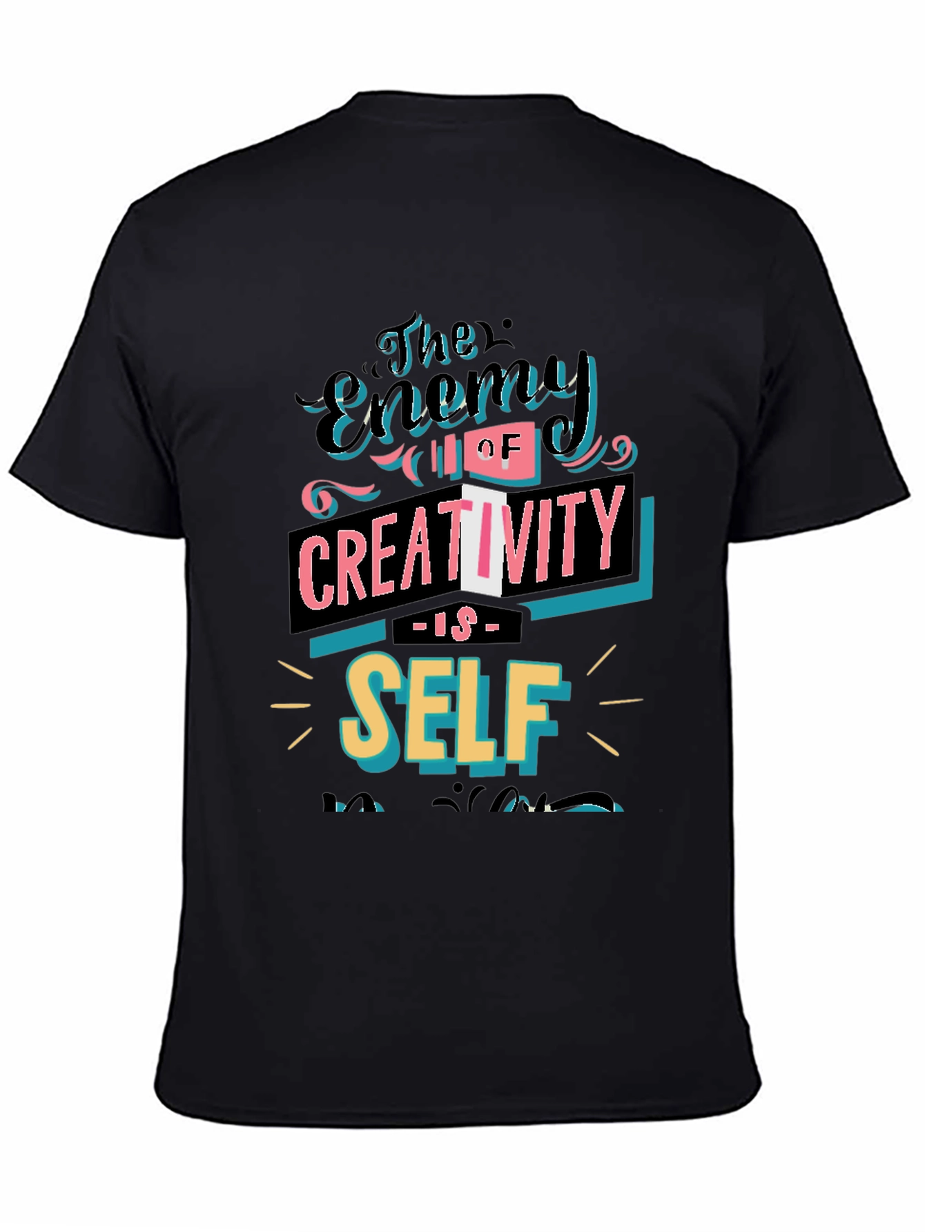Black The Enemy of Creativity Graphic T-Shirt view 4