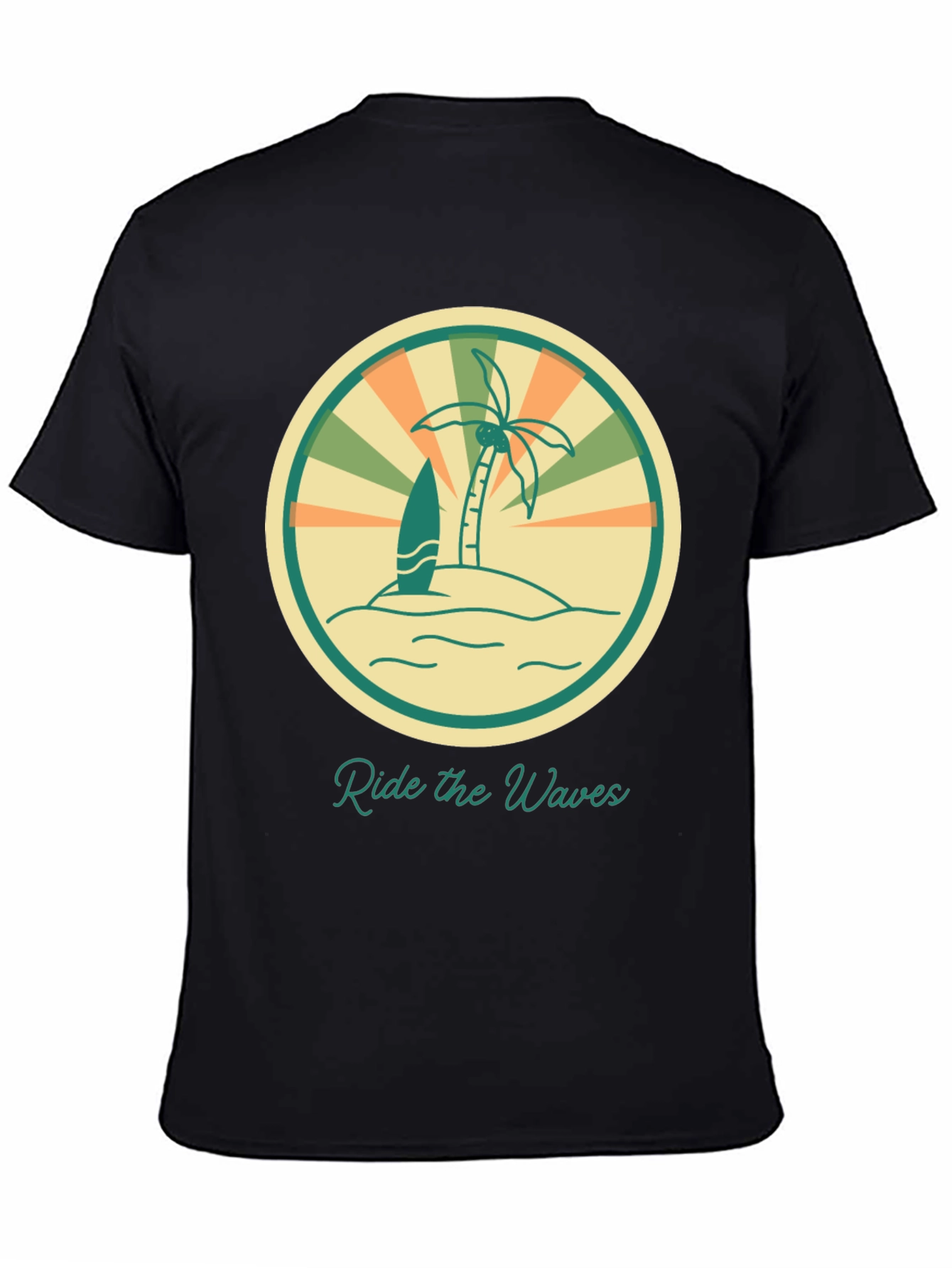 Black Ride the Waves Graphic Tee - Retro Surf Vibes view 4