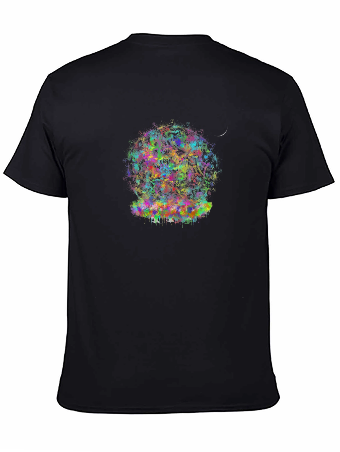 Black Colorful Abstract Globe Graphic Tee - Black view 4