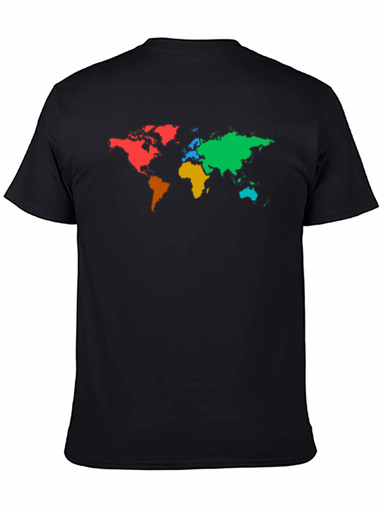 Black Colorful World Map Graphic Black T-Shirt view 4