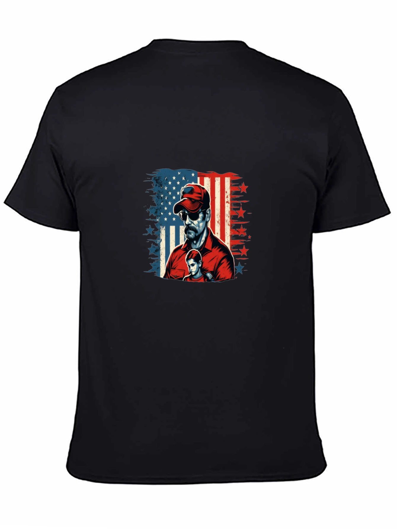 Black Patriotic Dad & Son Graphic Black Tee view 4