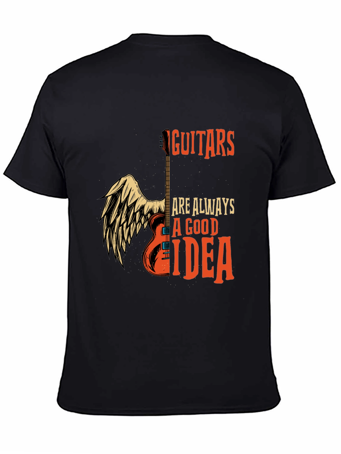 Black Guitar Always Good Idea Graphic T-Shirt - Black view 4