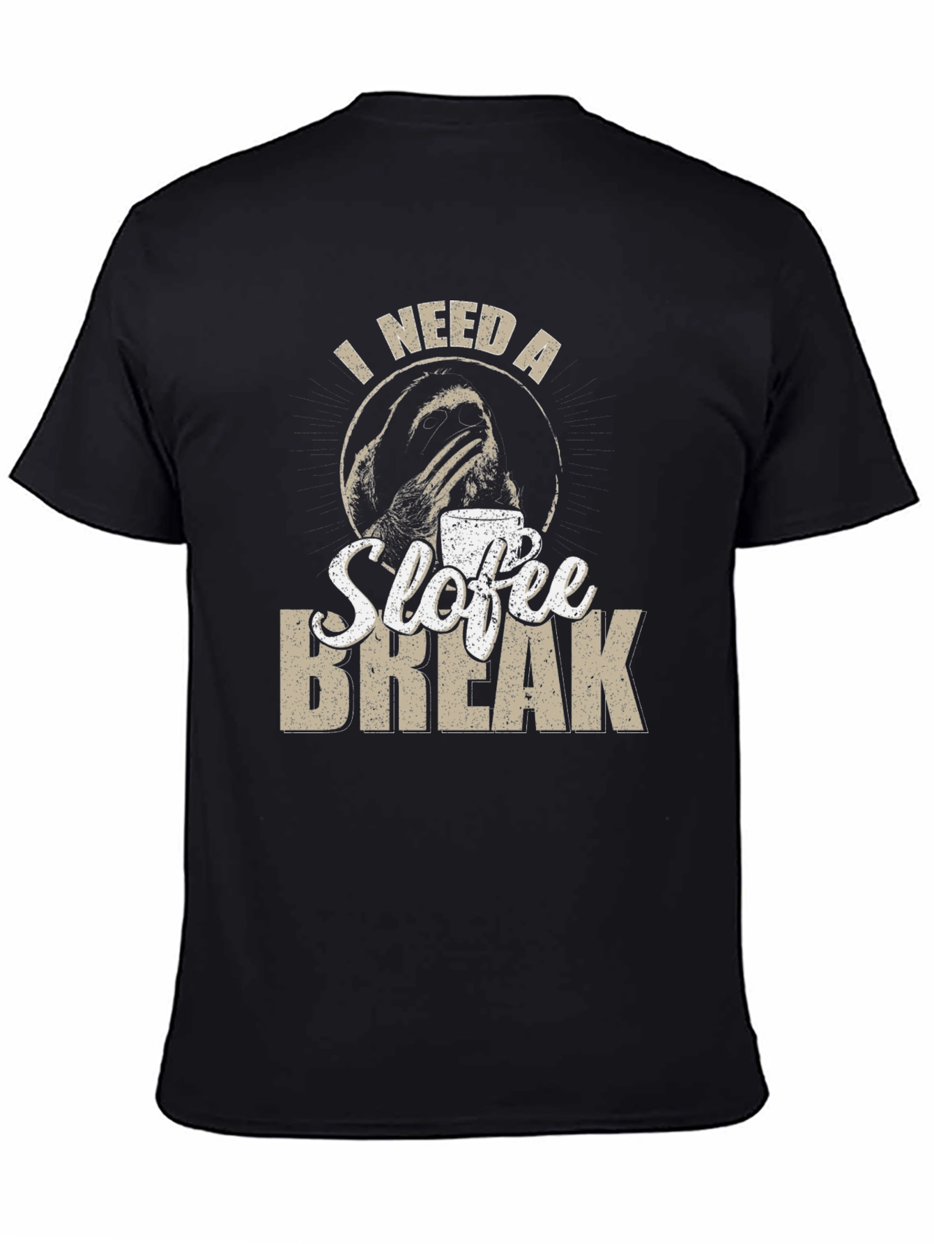 Black Sloth Coffee Break Graphic T-Shirt - Unisex Tee view 4