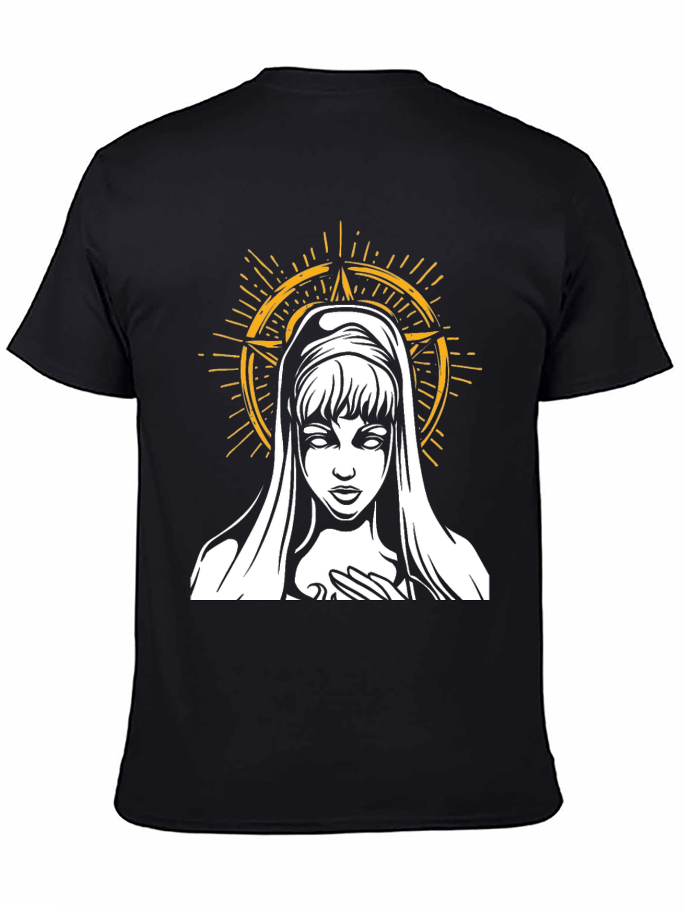 Black Virgin Mary Graphic Tee - Dark Aesthetic T-Shirt view 4