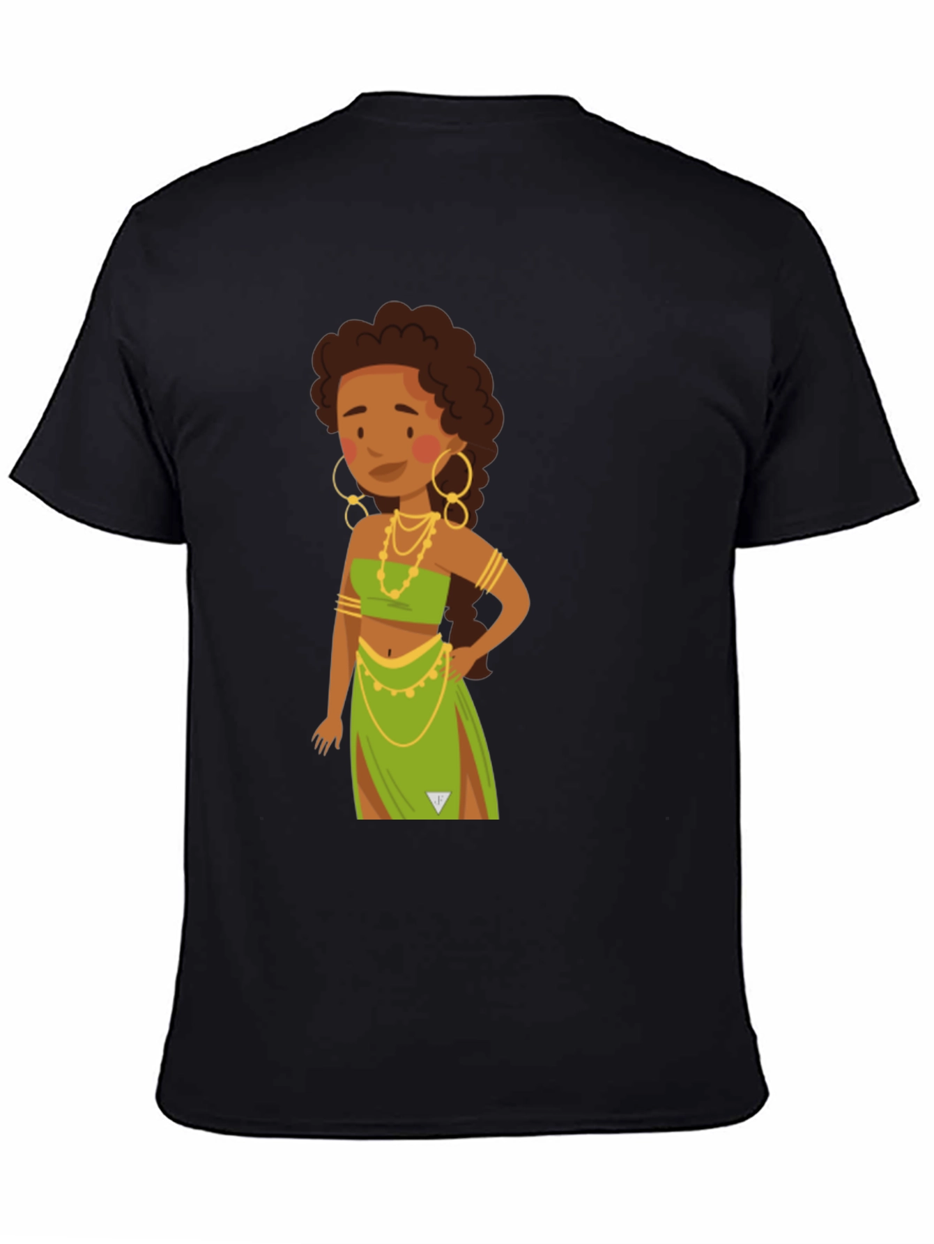 Black Cartoon Woman Graphic Black T-Shirt view 4