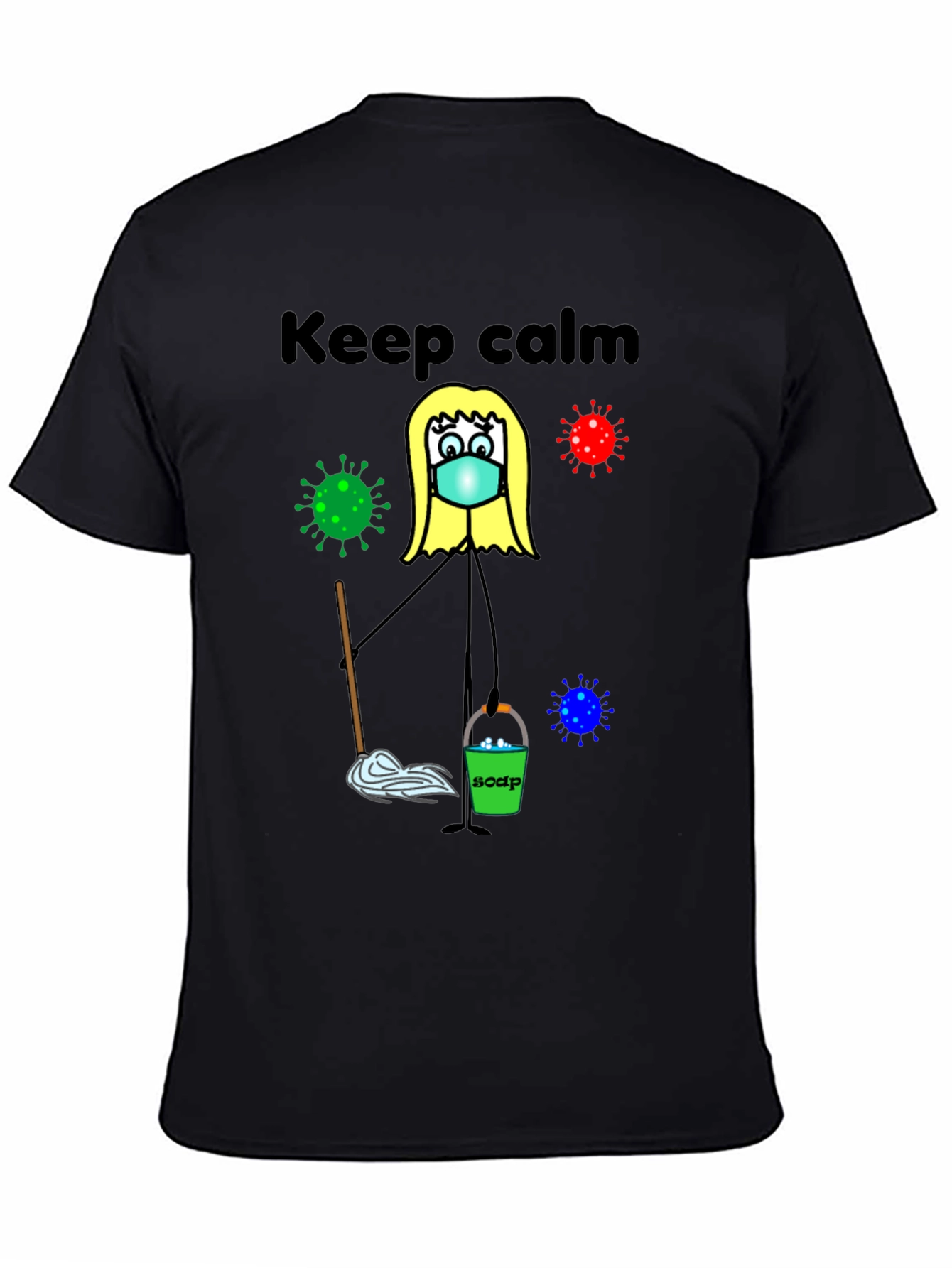 Black Keep Calm and Clean T-Shirt view 4