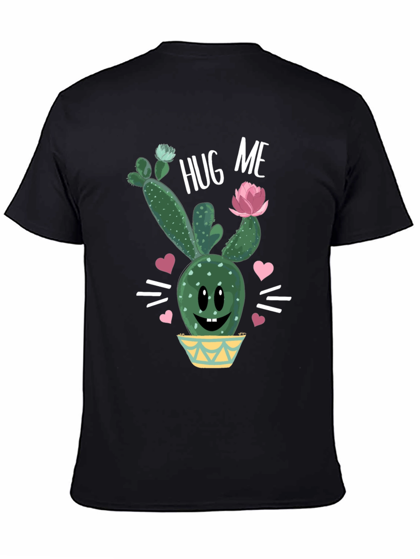 Black Hug Me Cactus T-Shirt - Cute Graphic Tee view 4