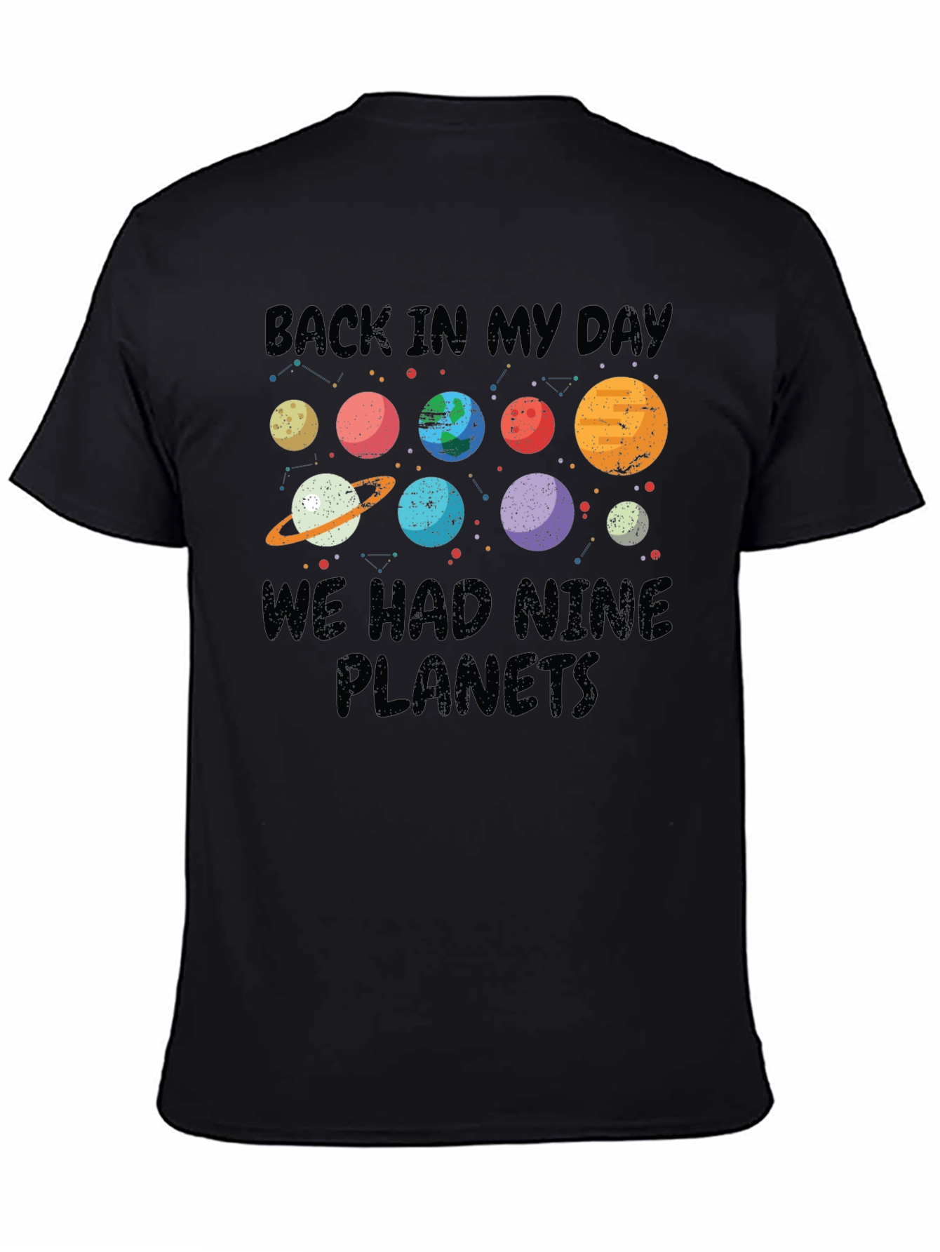 Black Back In My Day Nine Planets T-Shirt view 4