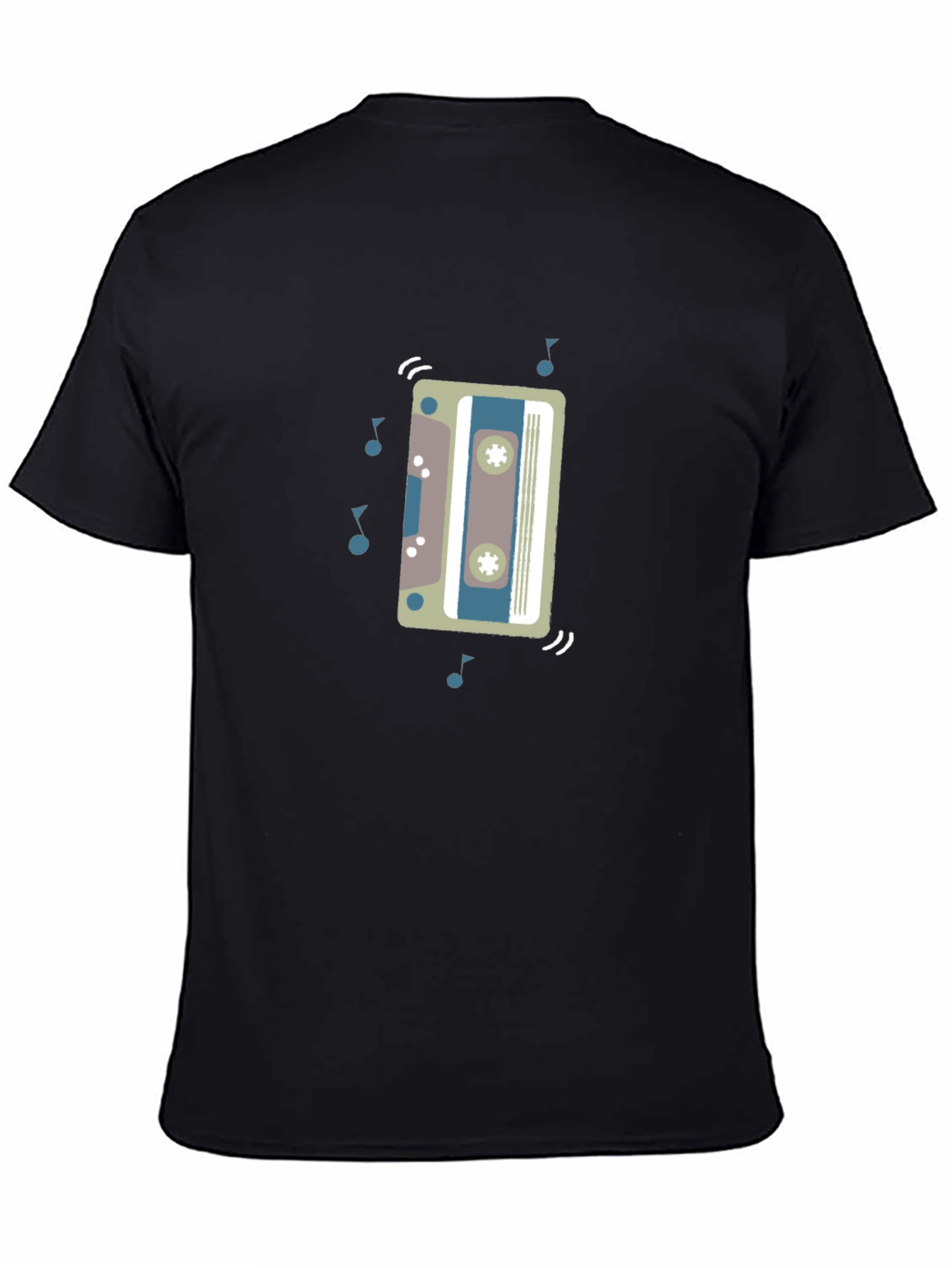 Black Retro Cassette Tape Graphic Tee - Black Cotton Blend view 4